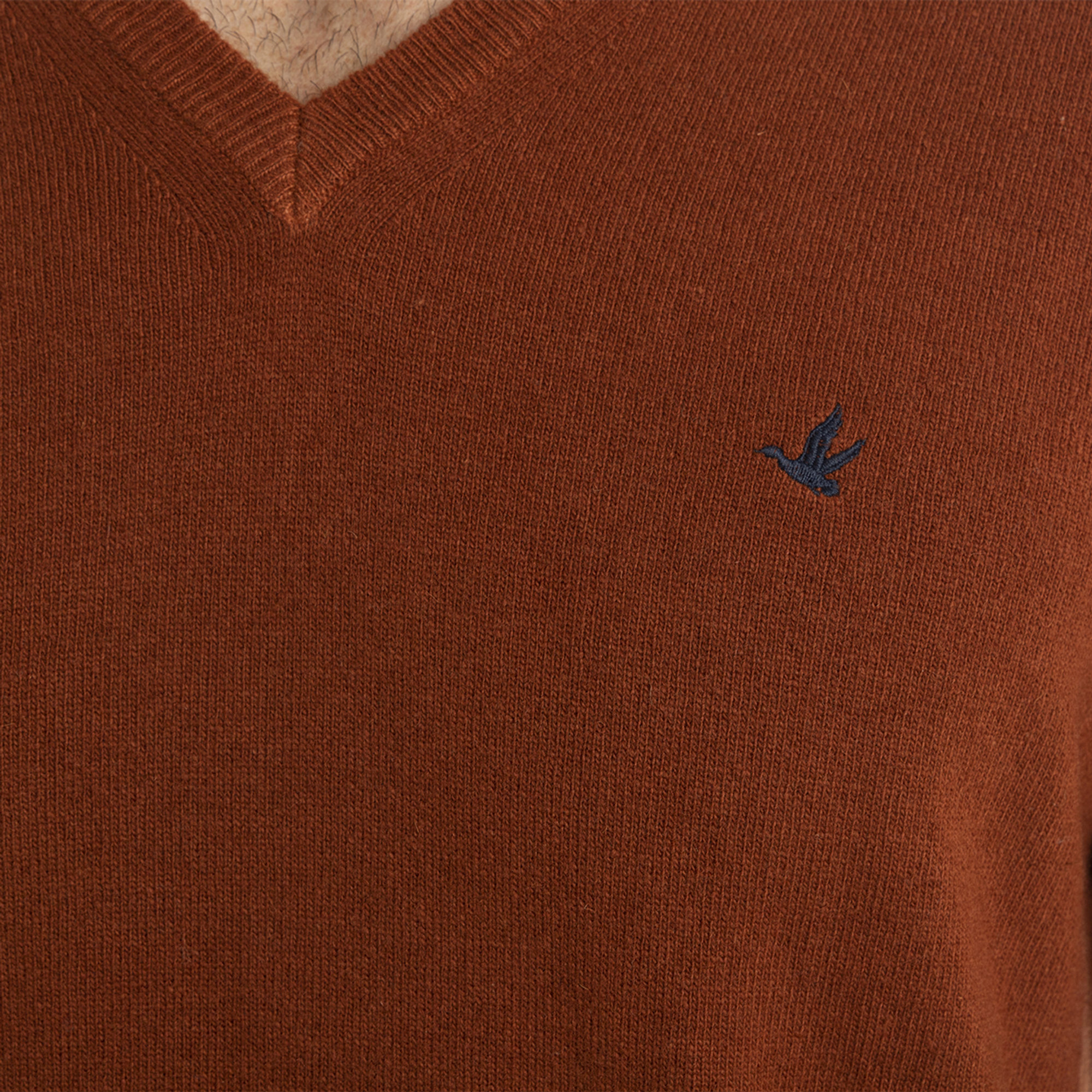 Maglia a V in lana mattone Brooksfield vista3