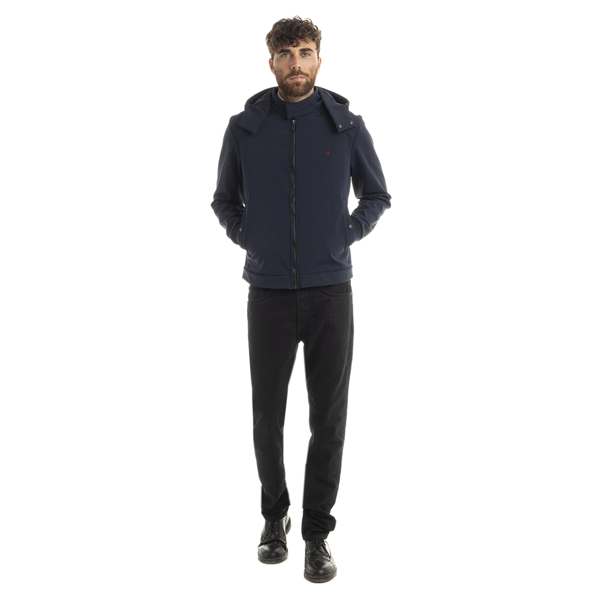 Giubbotto con cappuccio in neoprene blu navy Brooksfield Fuori Tutto vista3
