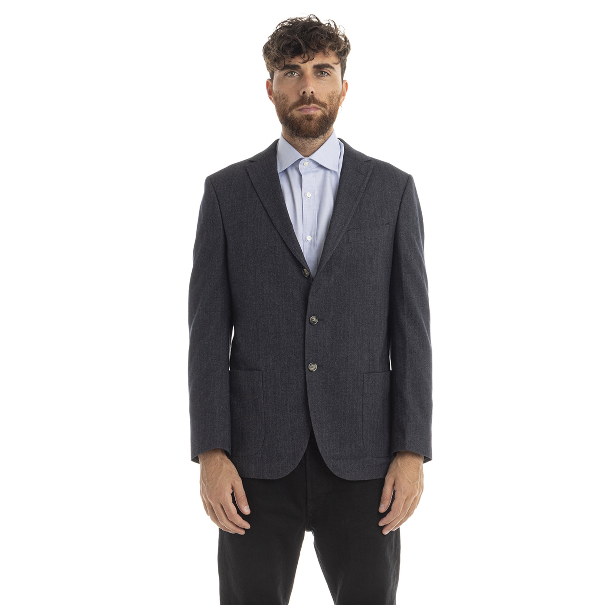 Blazer a spina di pesce blu e grigio Brooksfield  - Last Chance vista0