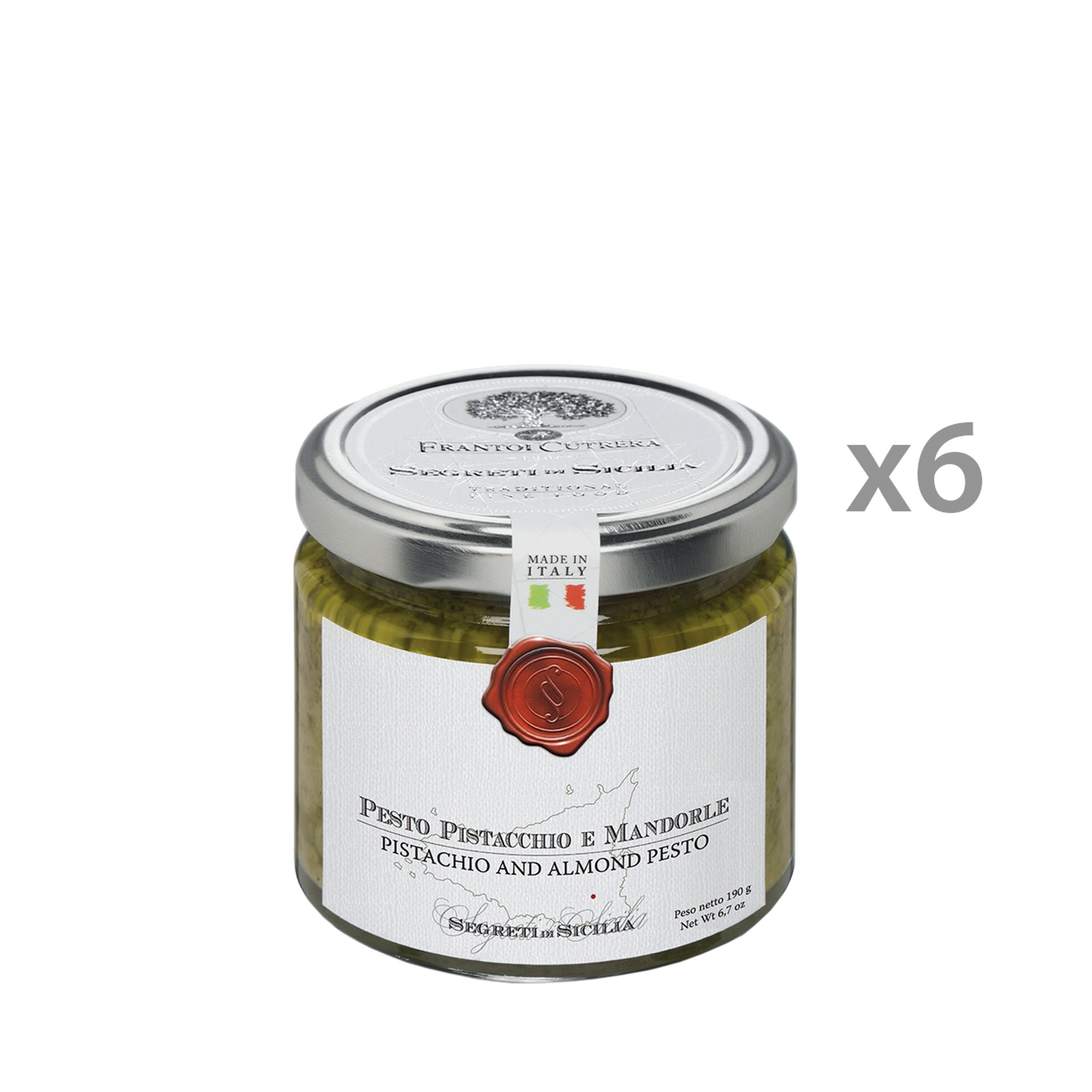 6 vasetti - Pesto di pistacchio e mandorle 190 gr Segreti di Sicilia vista0