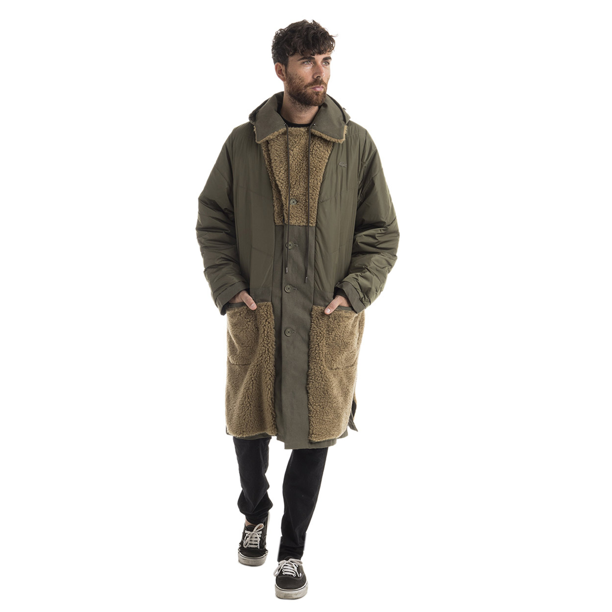 Parka doubleface con cappuccio fisso verde militare Lacoste vista1