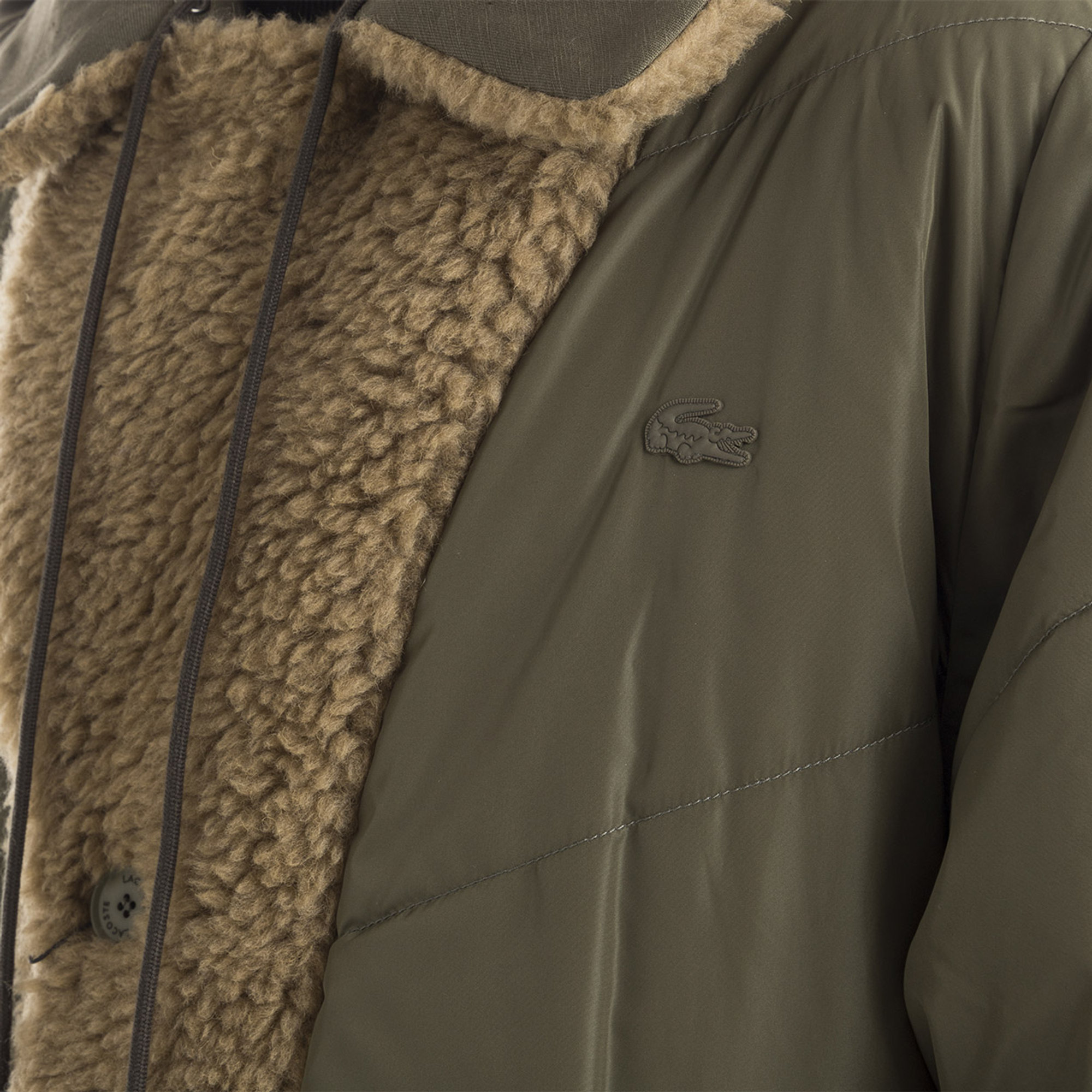 Parka doubleface con cappuccio fisso verde militare Lacoste vista3