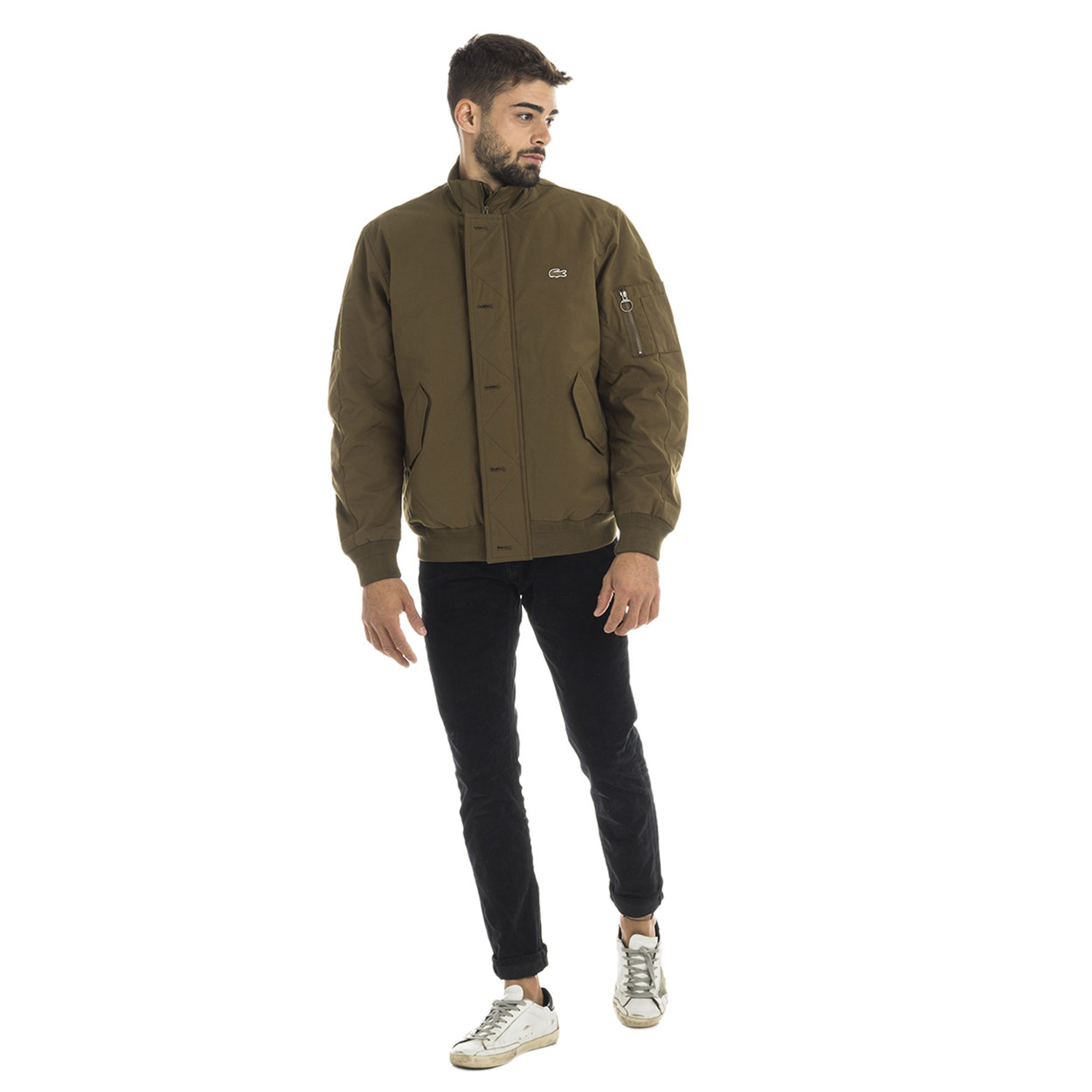 Bomber imbottito verde kaki Lacoste vista2