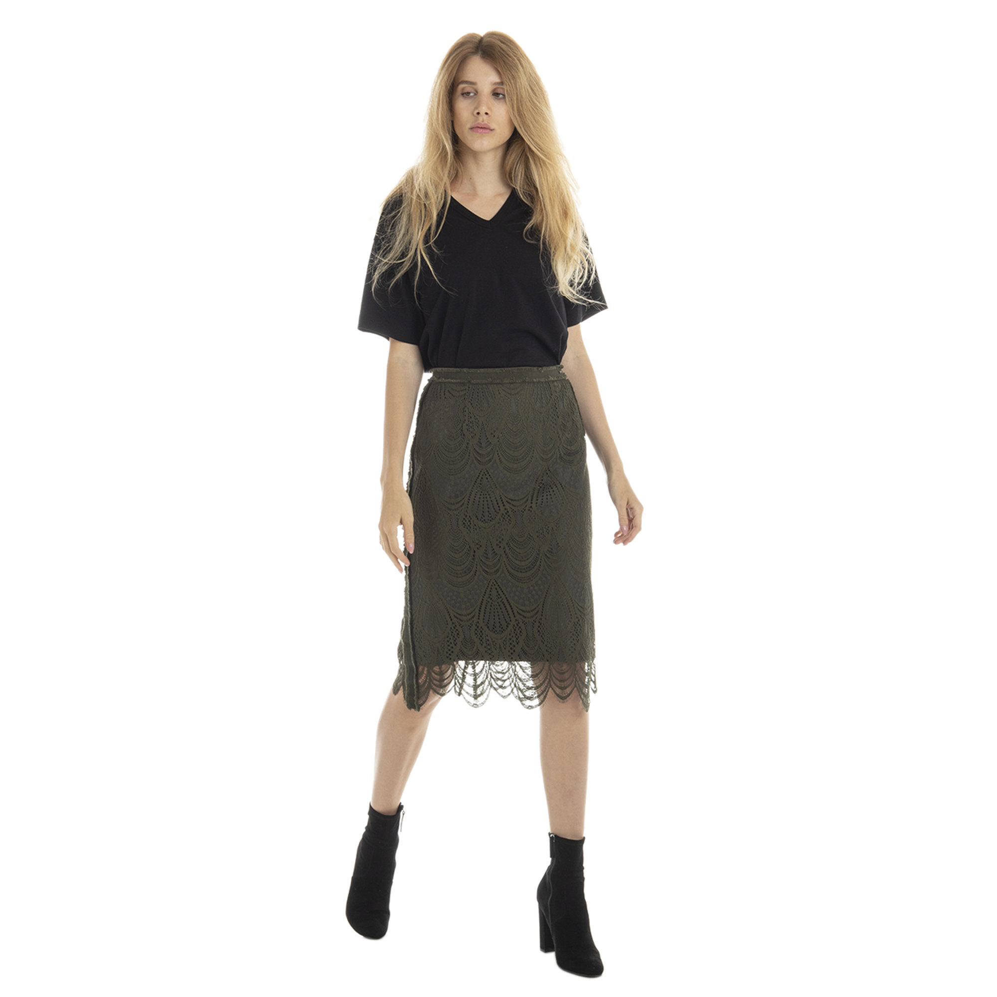 Gonna in pizzo verde militare Guess by Marciano vista1