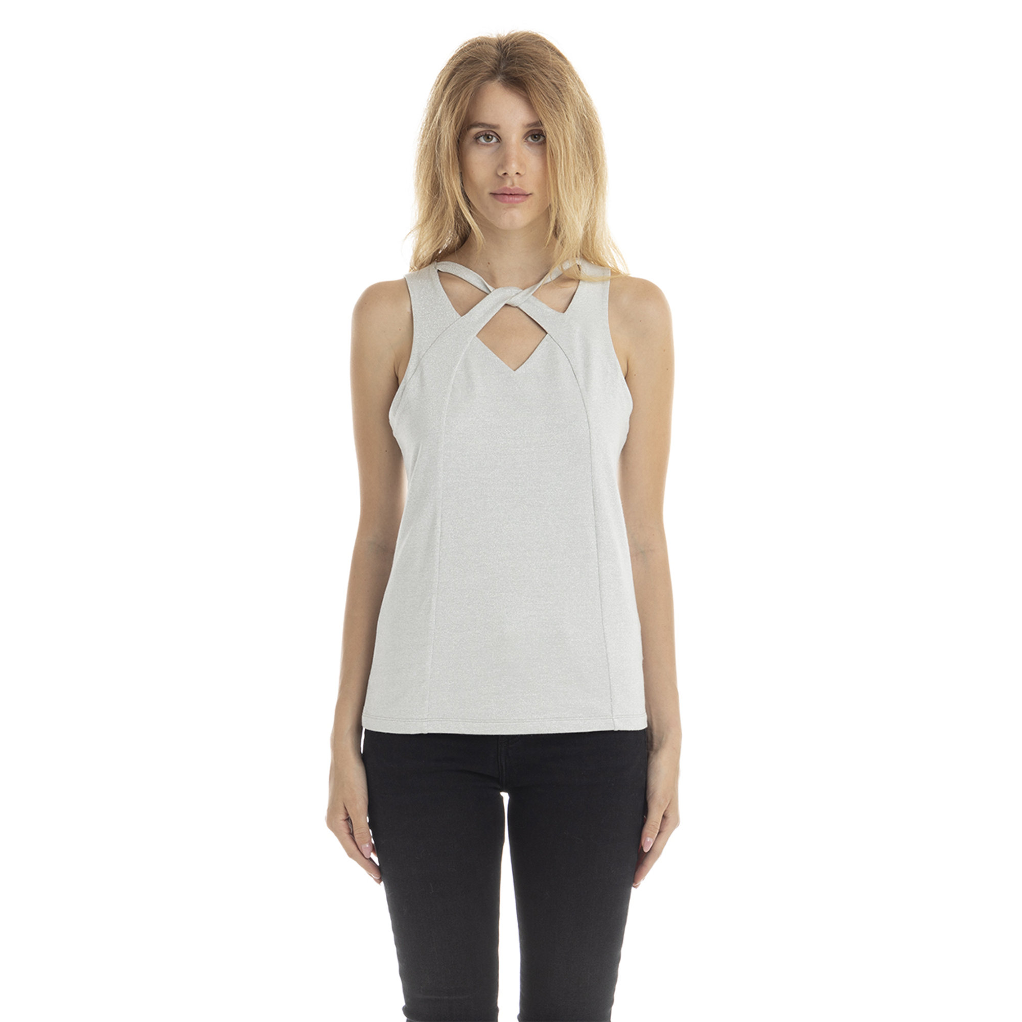 Top con incrocio frontale argento Guess  vista0