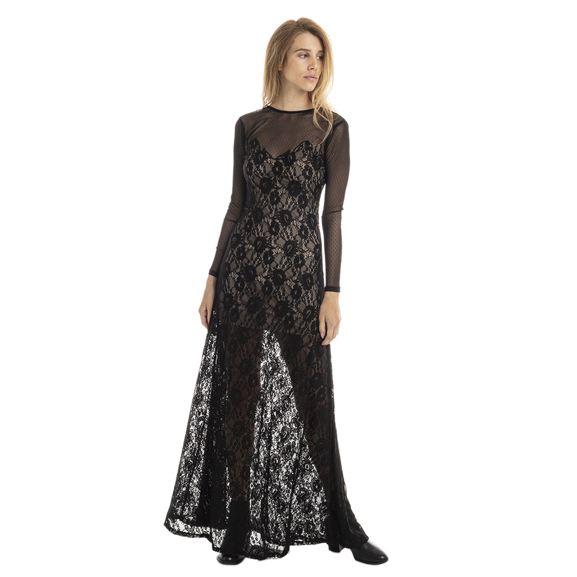 Abito lungo in pizzo nero Guess by Marciano vista1