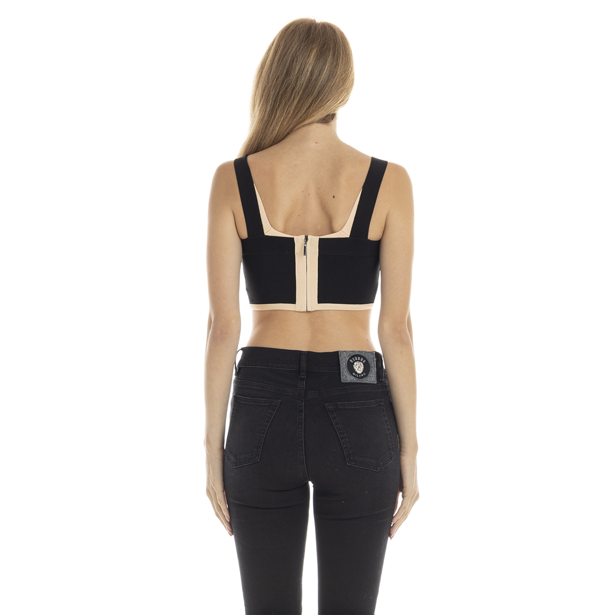 Top corto stretch nero e pesca Guess by Marciano vista2