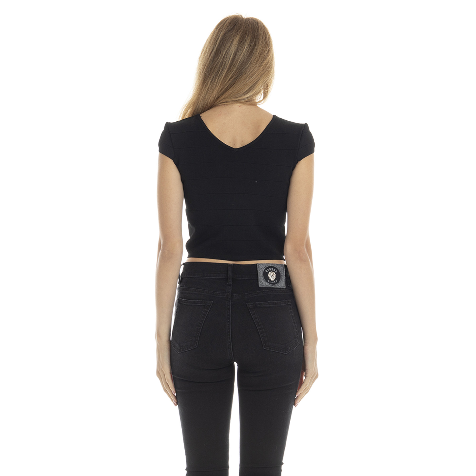 Top corto stretch nero Guess by Marciano vista1