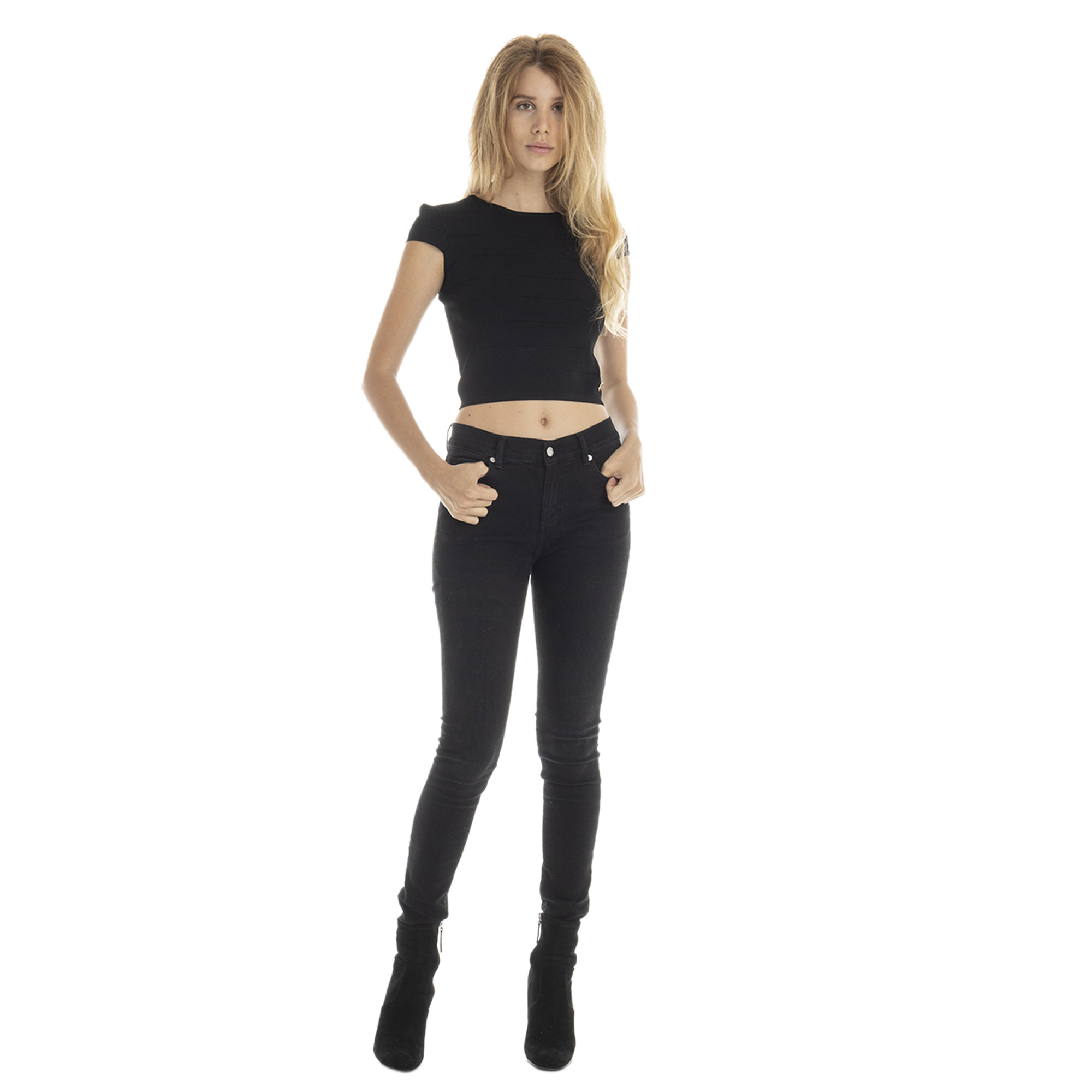 Top corto stretch nero Guess by Marciano vista2
