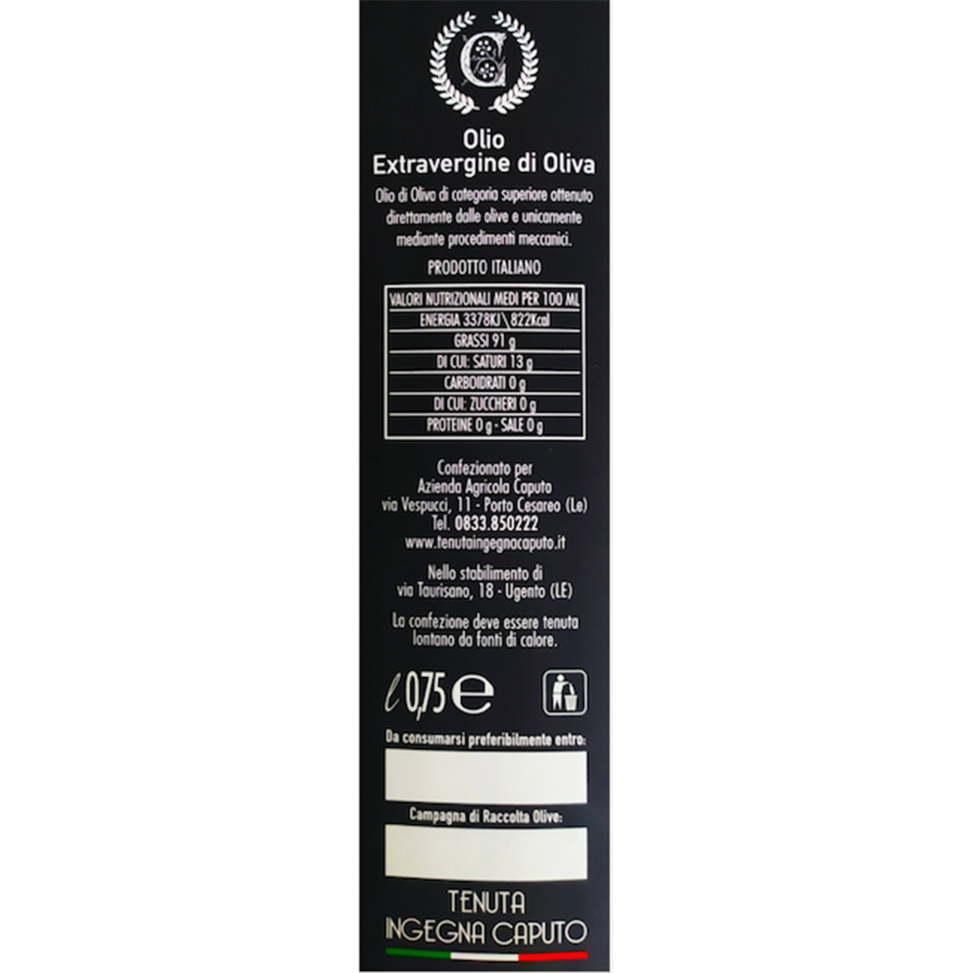 6 latte - Olio EVO 75 cl Ingegna Caputo vista1
