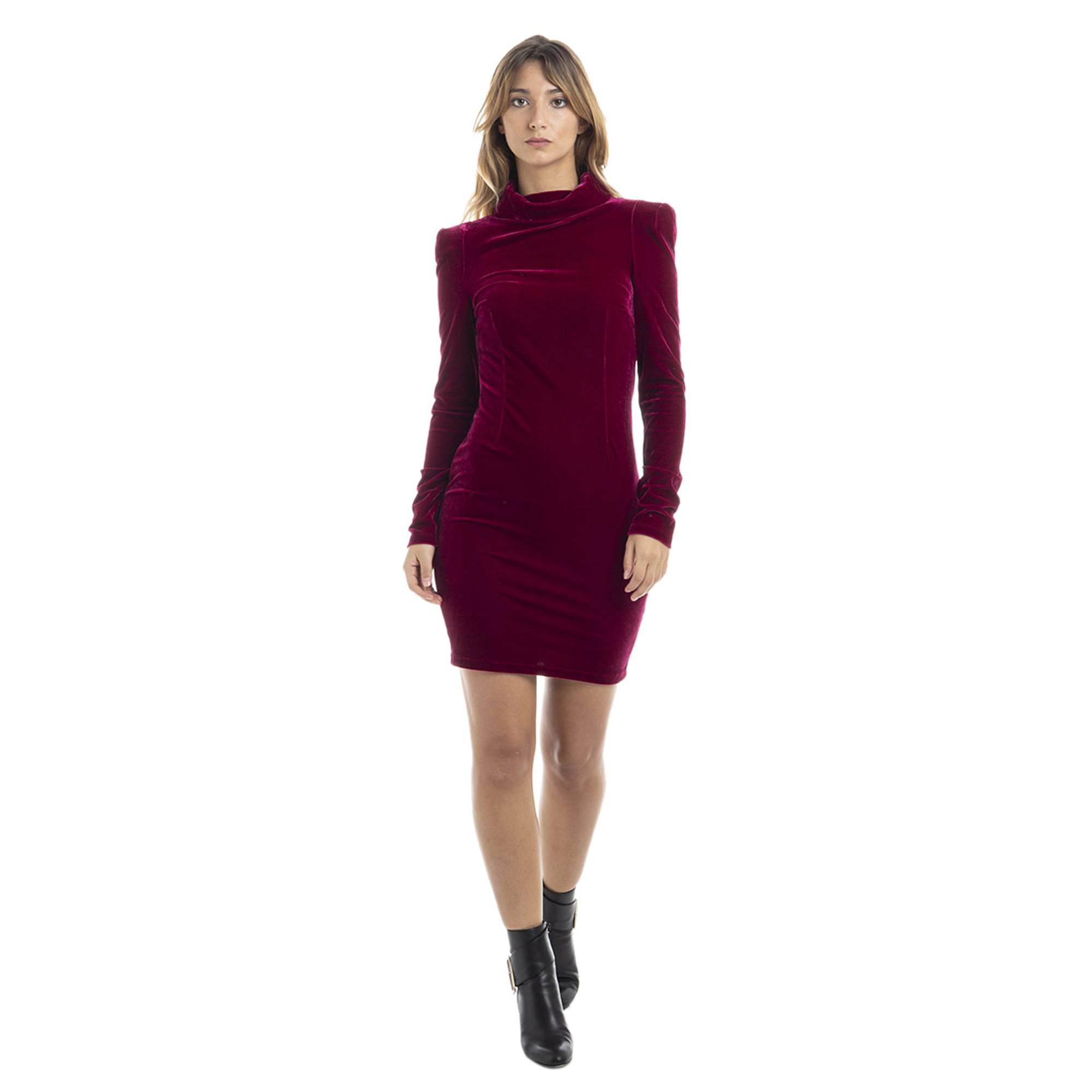 Abito corto in velluto magenta Guess  vista2