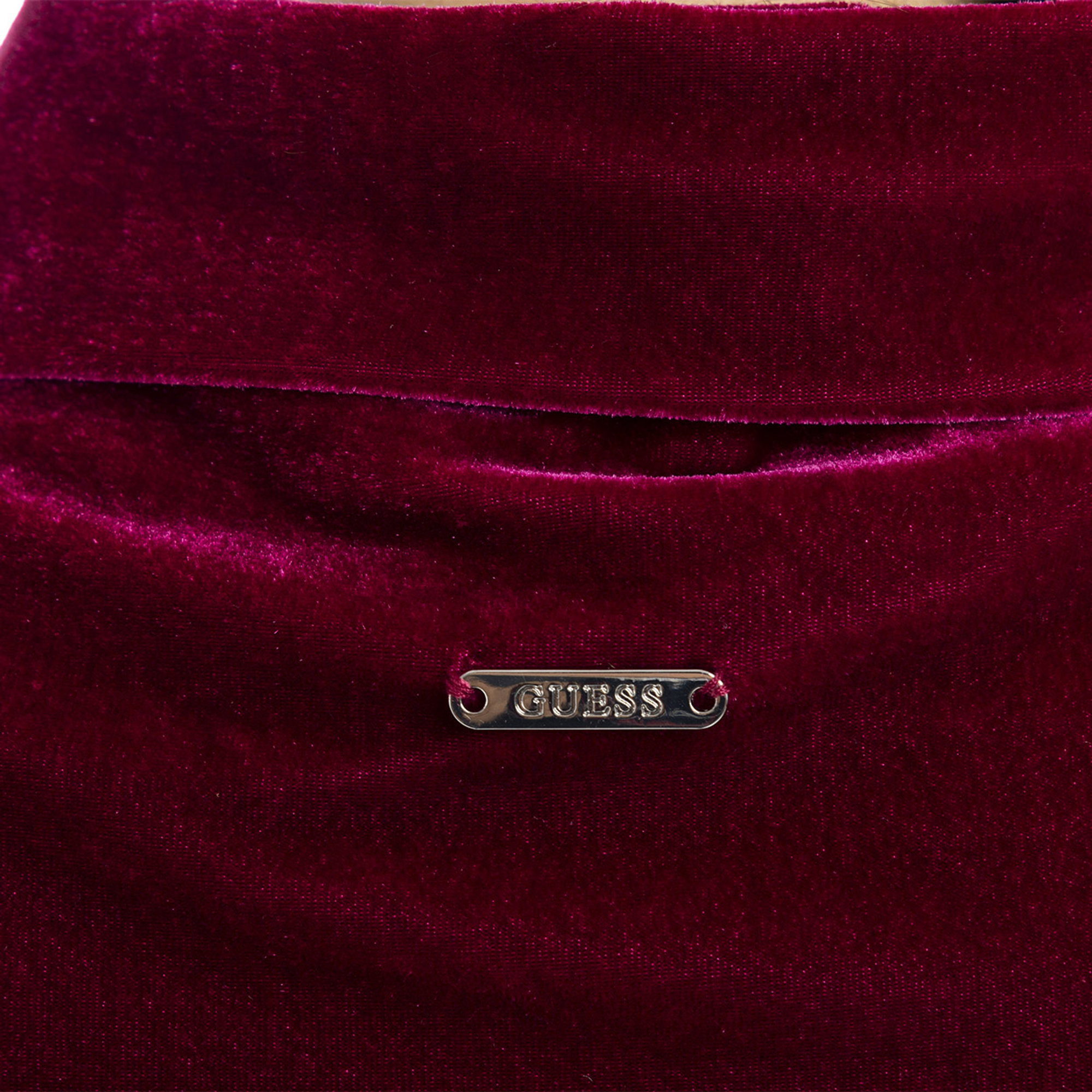 Abito corto in velluto magenta Guess  vista3