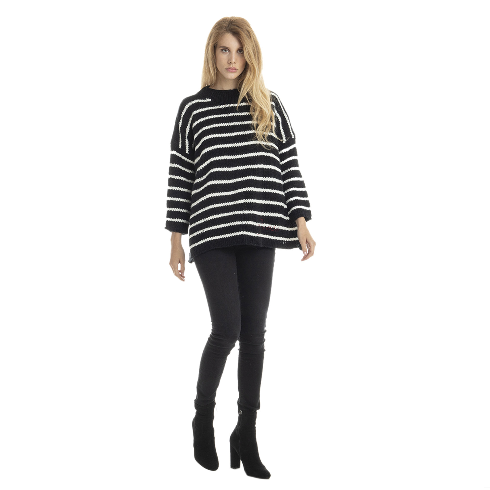 Cardigan a righe bianco e nero Guess  vista2