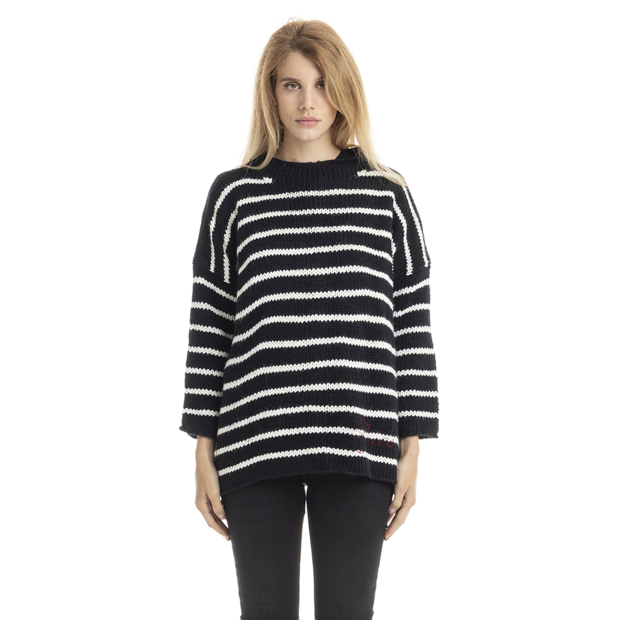 Cardigan a righe bianco e nero Guess  vista0