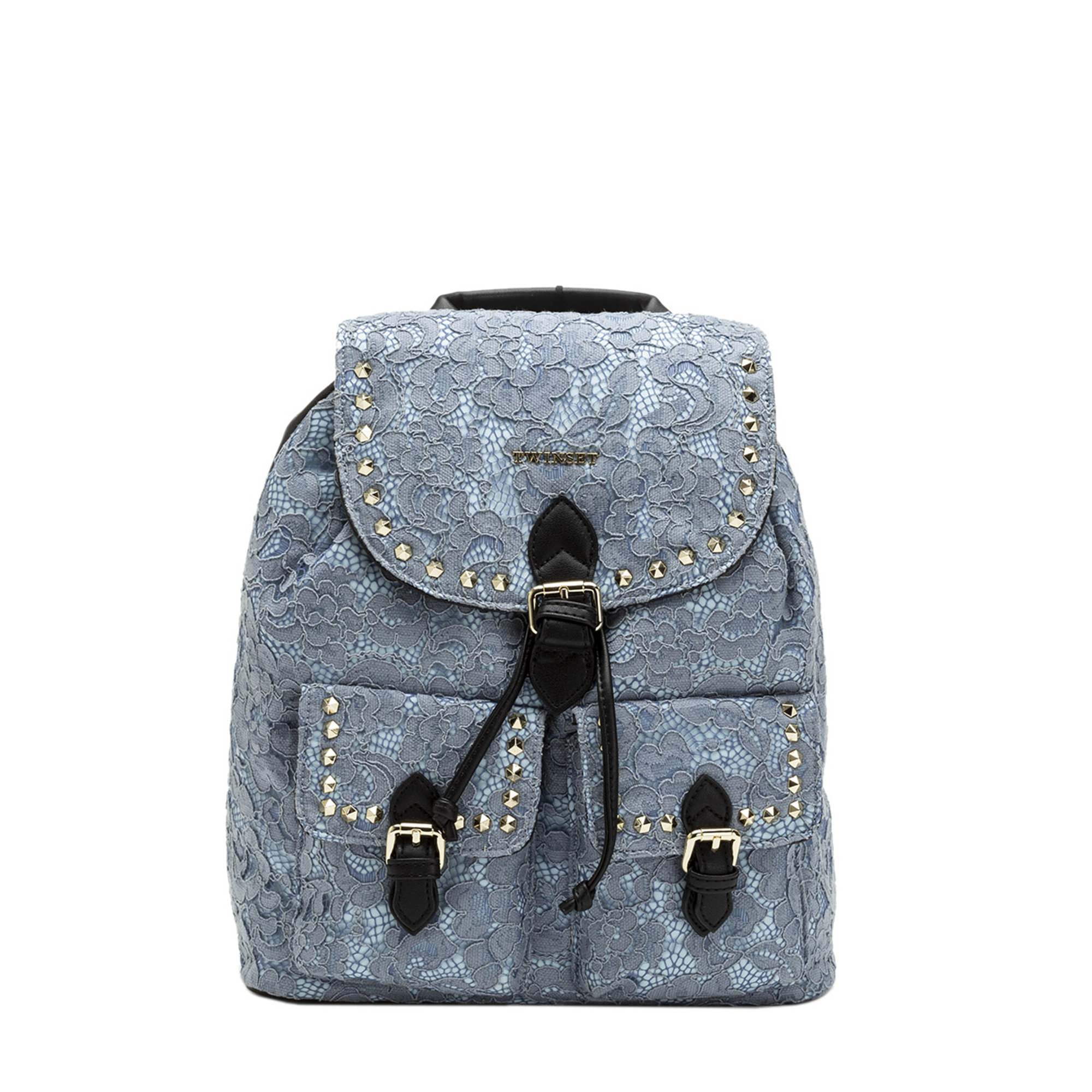 Zaino con dettagli in pizzo azzurro Twinset vista0