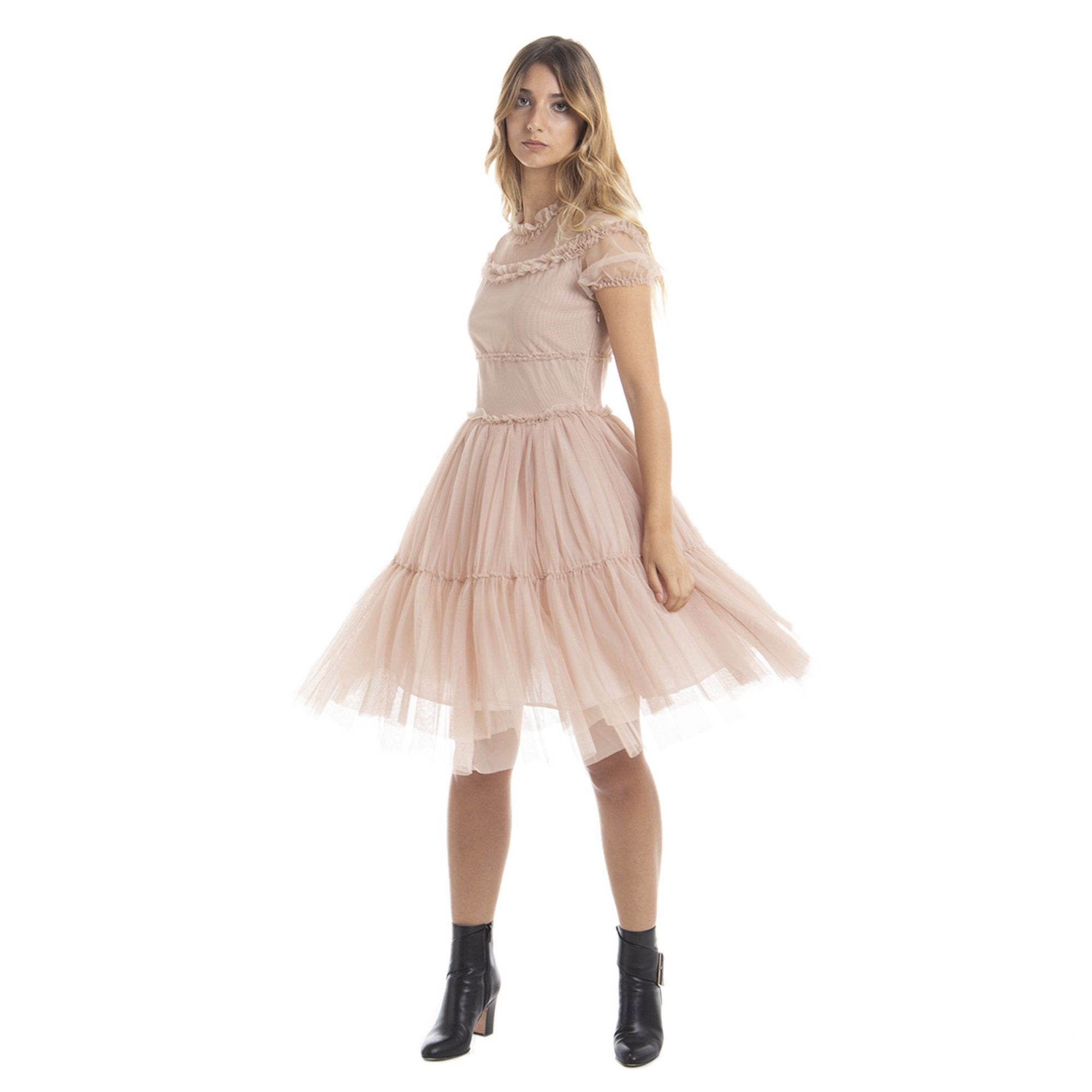 Abito corto in tulle rosa cipria Twinset vista1