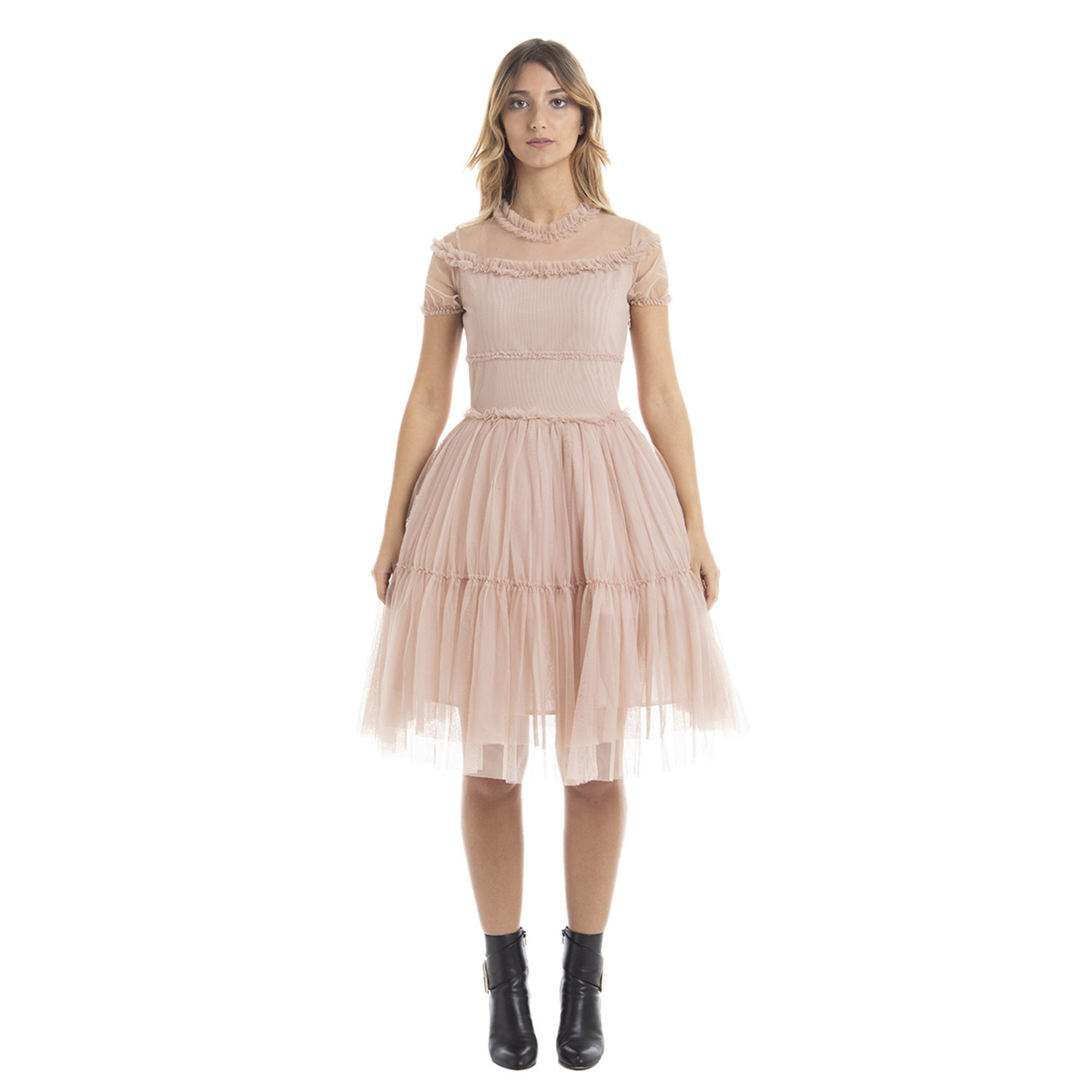 Abito corto in tulle rosa cipria Twinset vista0