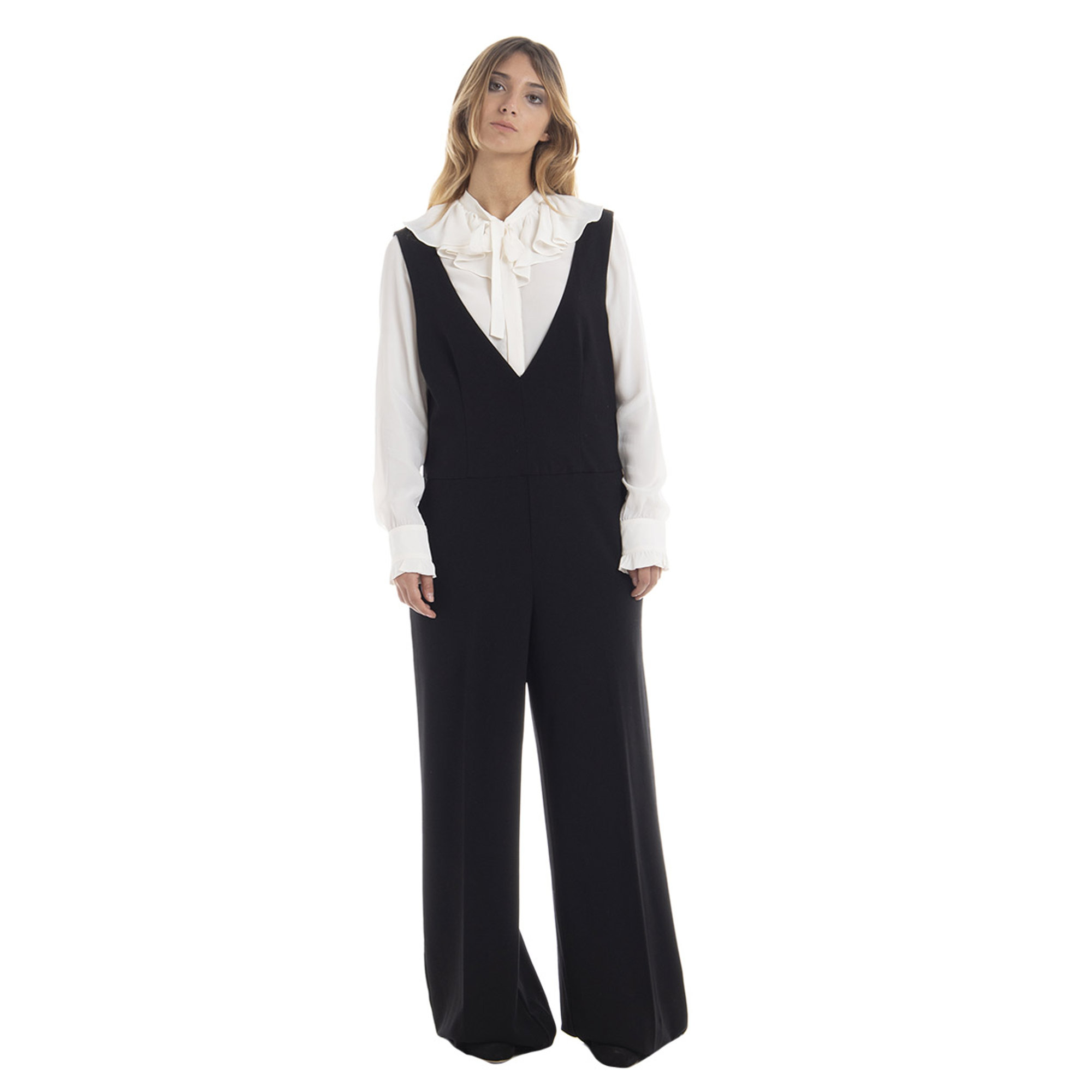 Tuta lunga con camicia avorio e nero Twinset vista0
