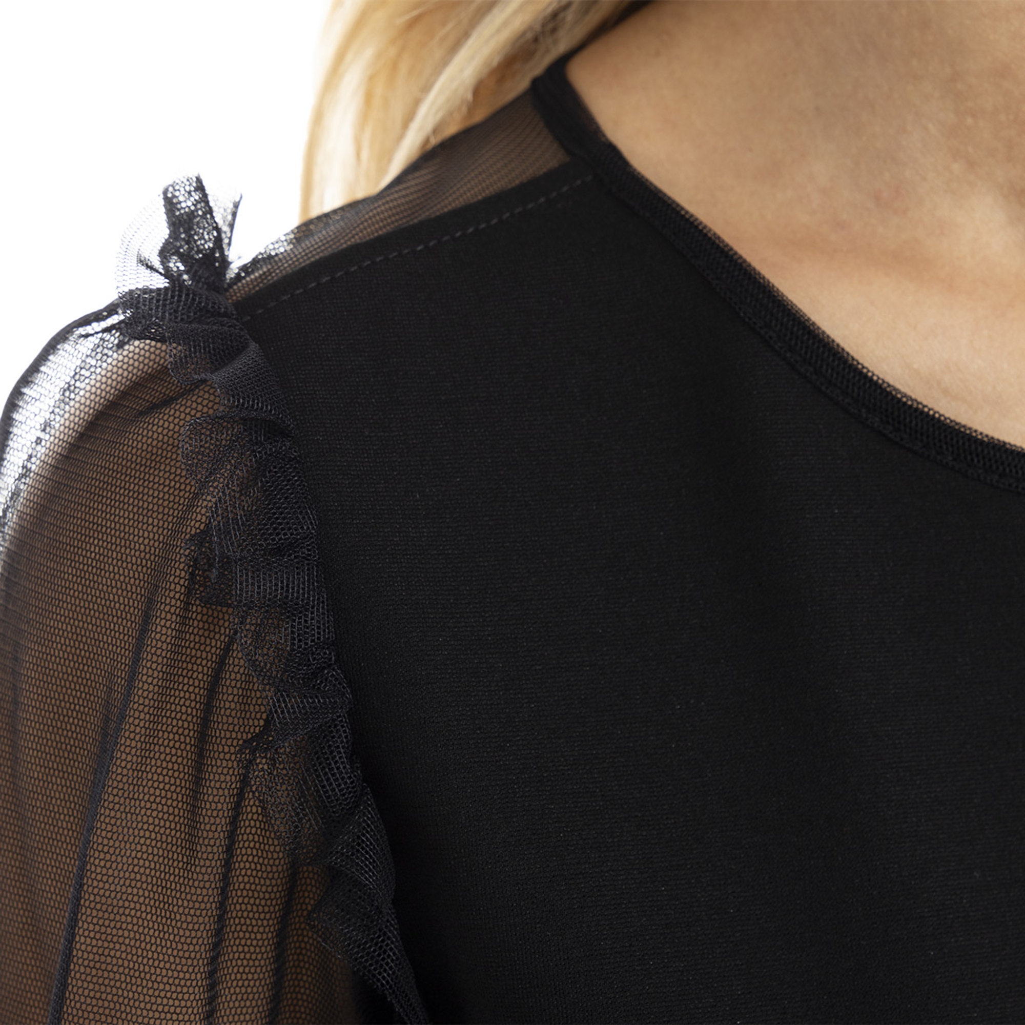 Abito corto con dettagli in tulle nero Twinset vista2