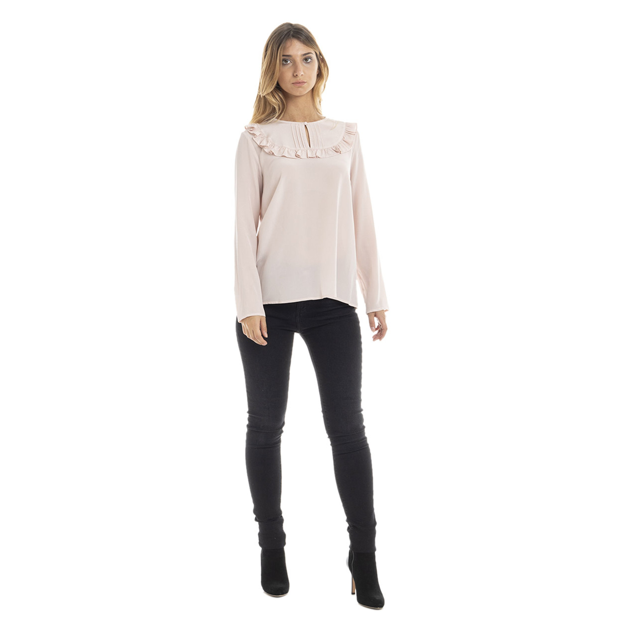 Blusa in seta con rouches rosa chiaro Twinset vista1