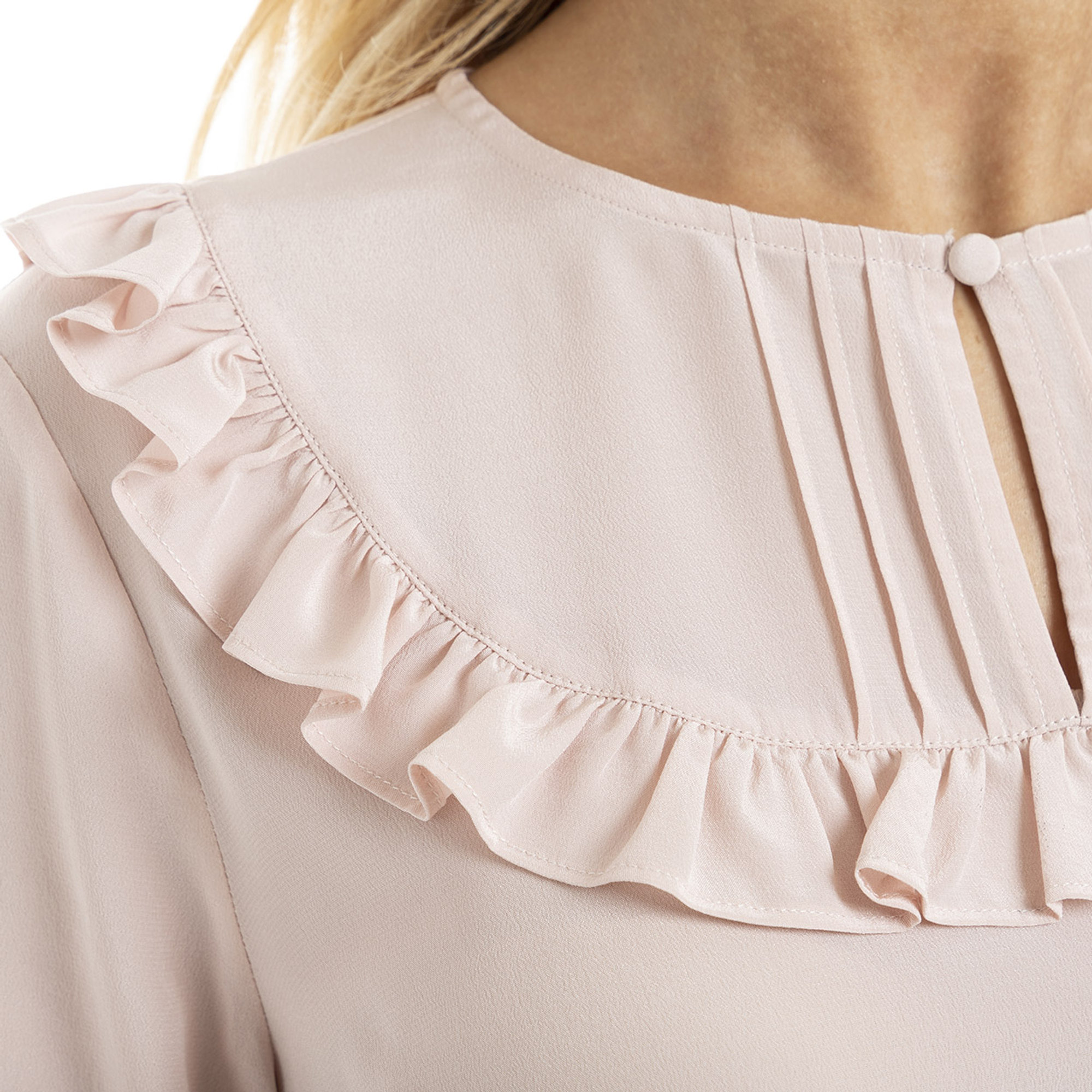 Blusa in seta con rouches rosa chiaro Twinset vista3