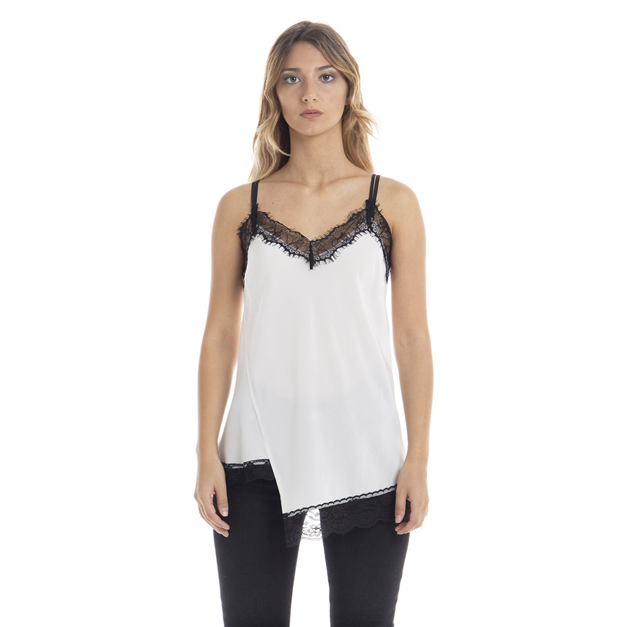 Top a sottoveste in seta e pizzo Twinset vista0