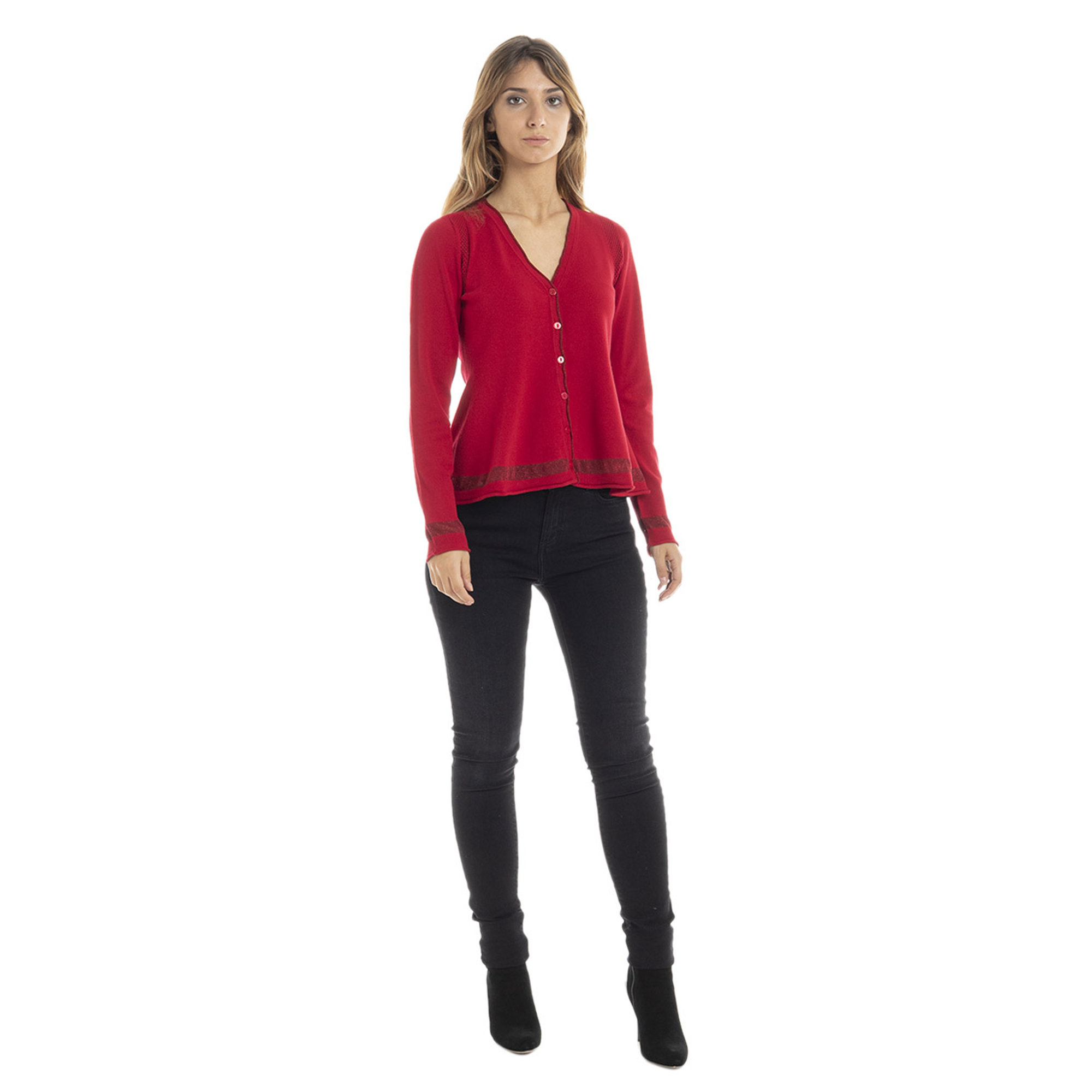 Cardigan con dettagli in lurex rosso Twinset vista1