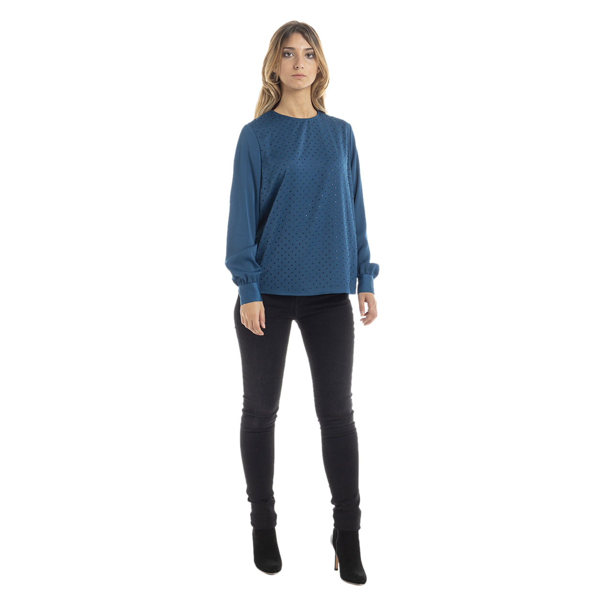 Blusa con strass blu ottanio Twinset vista1