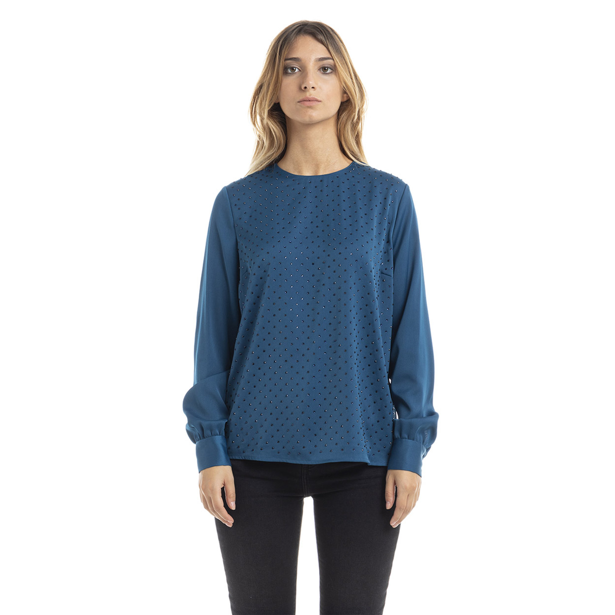 Blusa con strass blu ottanio Twinset vista0