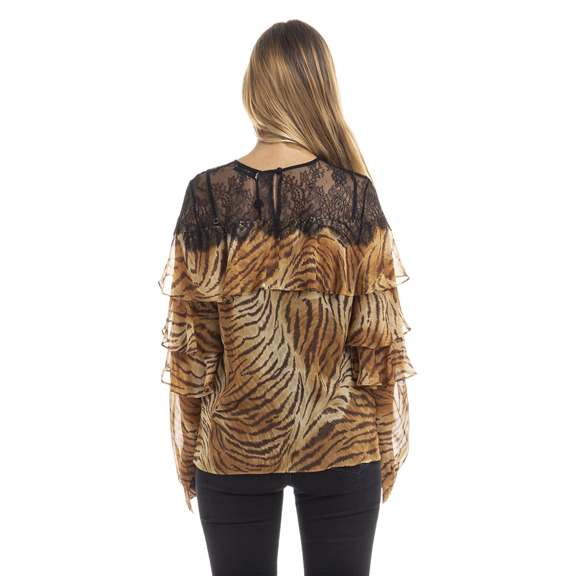 Camicia in seta con volant animalier Twinset vista2