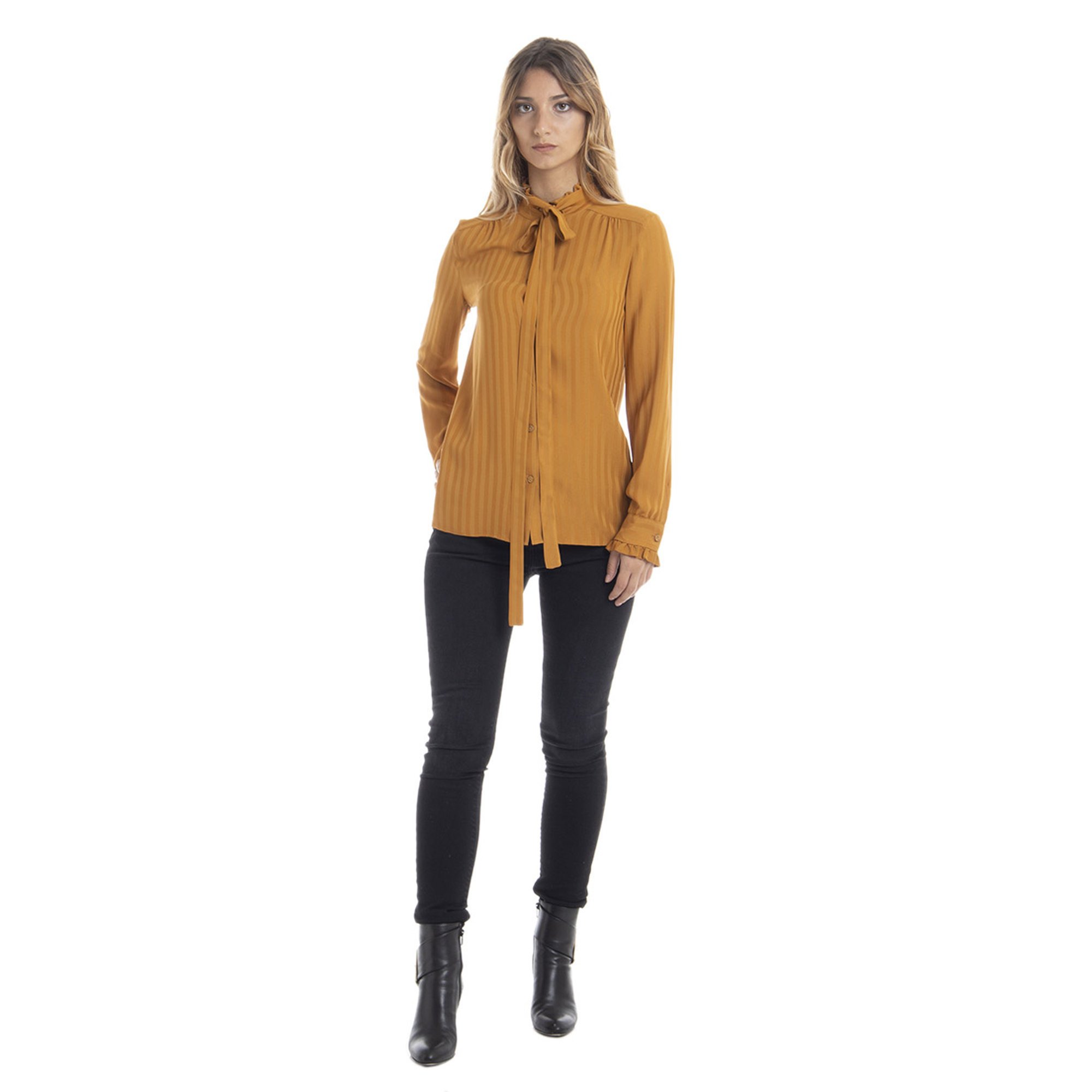 Camicia in misto seta ocra Twinset vista1