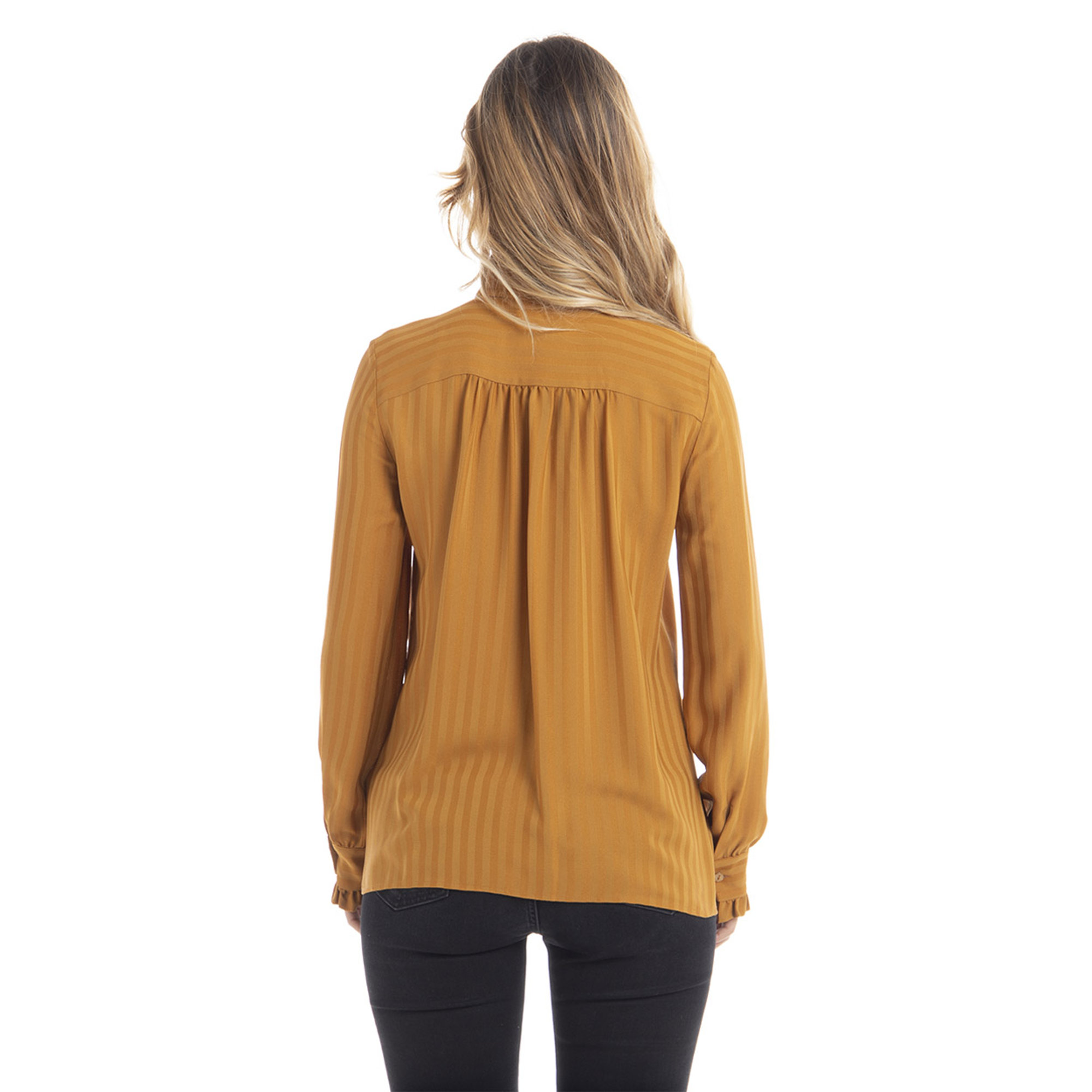 Camicia in misto seta ocra Twinset vista2