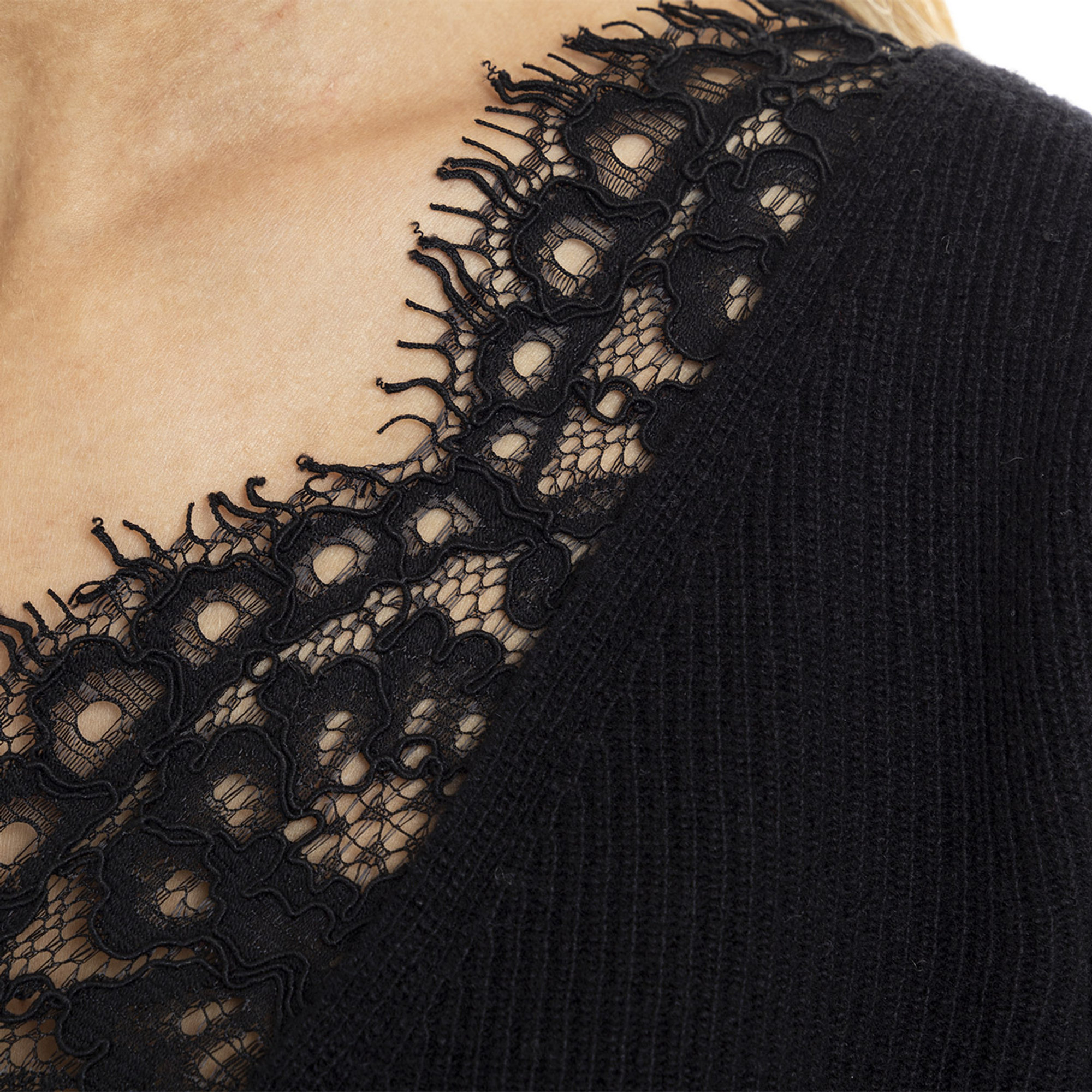 Maglia con dettaglio in pizzo nera Twinset vista3