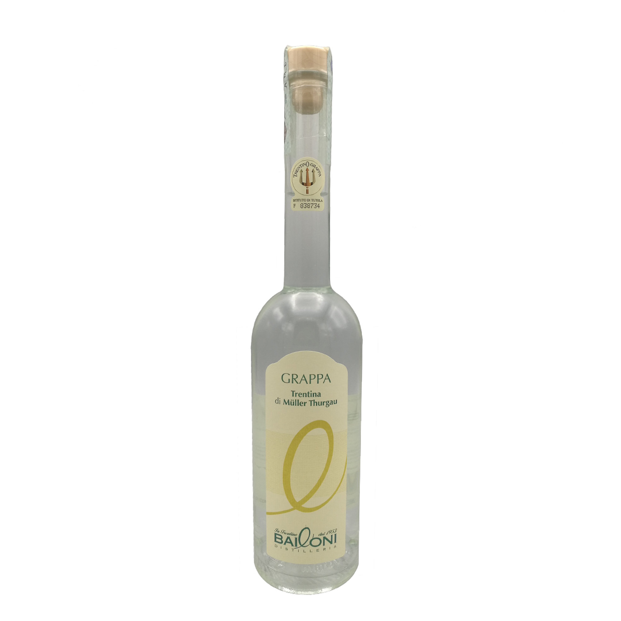1 bottiglia - Grappa Trentina di Muller 0,5 lt - 43% vol Distilleria Bailoni vista0