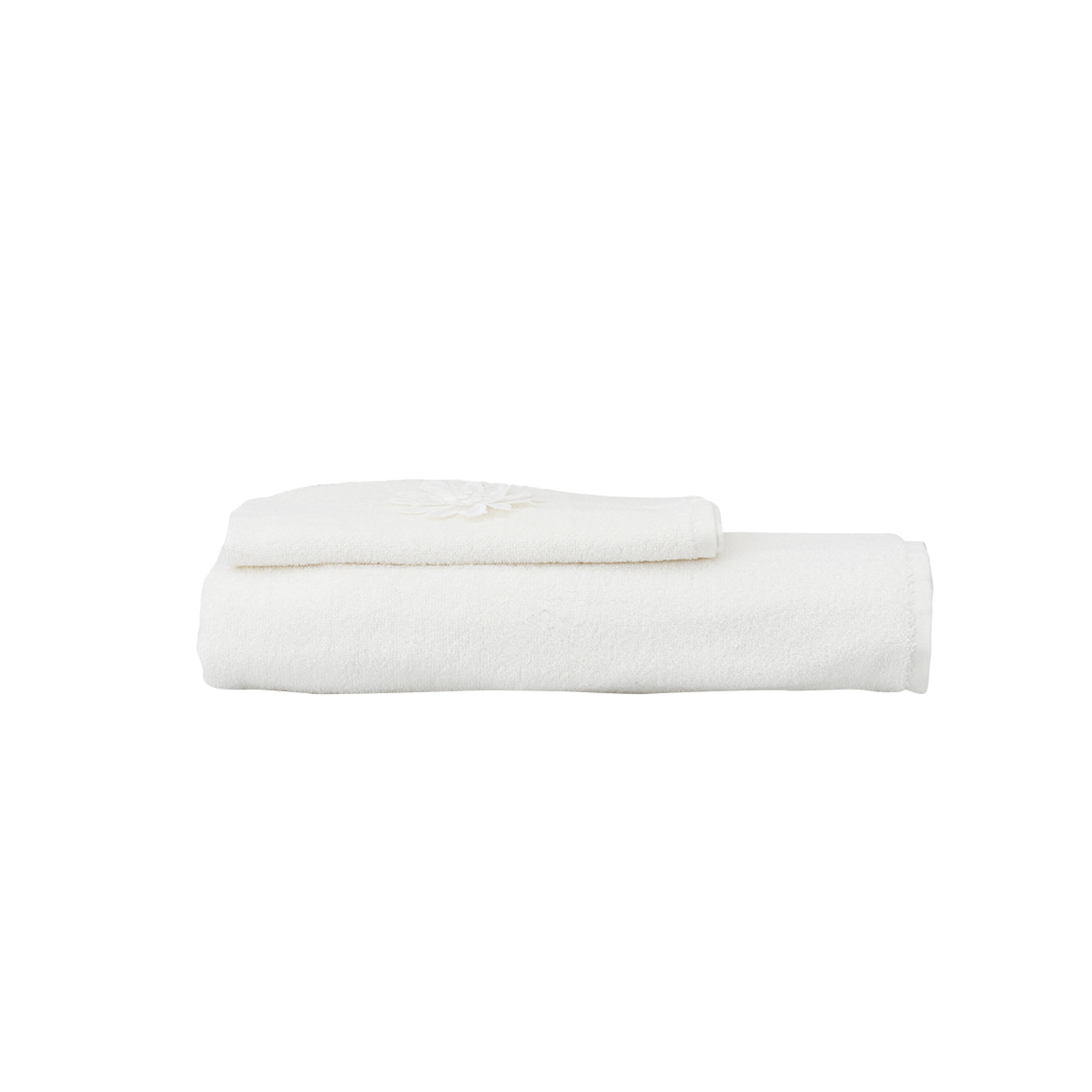 Coppia asciugamano + ospite Camelia, bianco Arte Tessile vista0