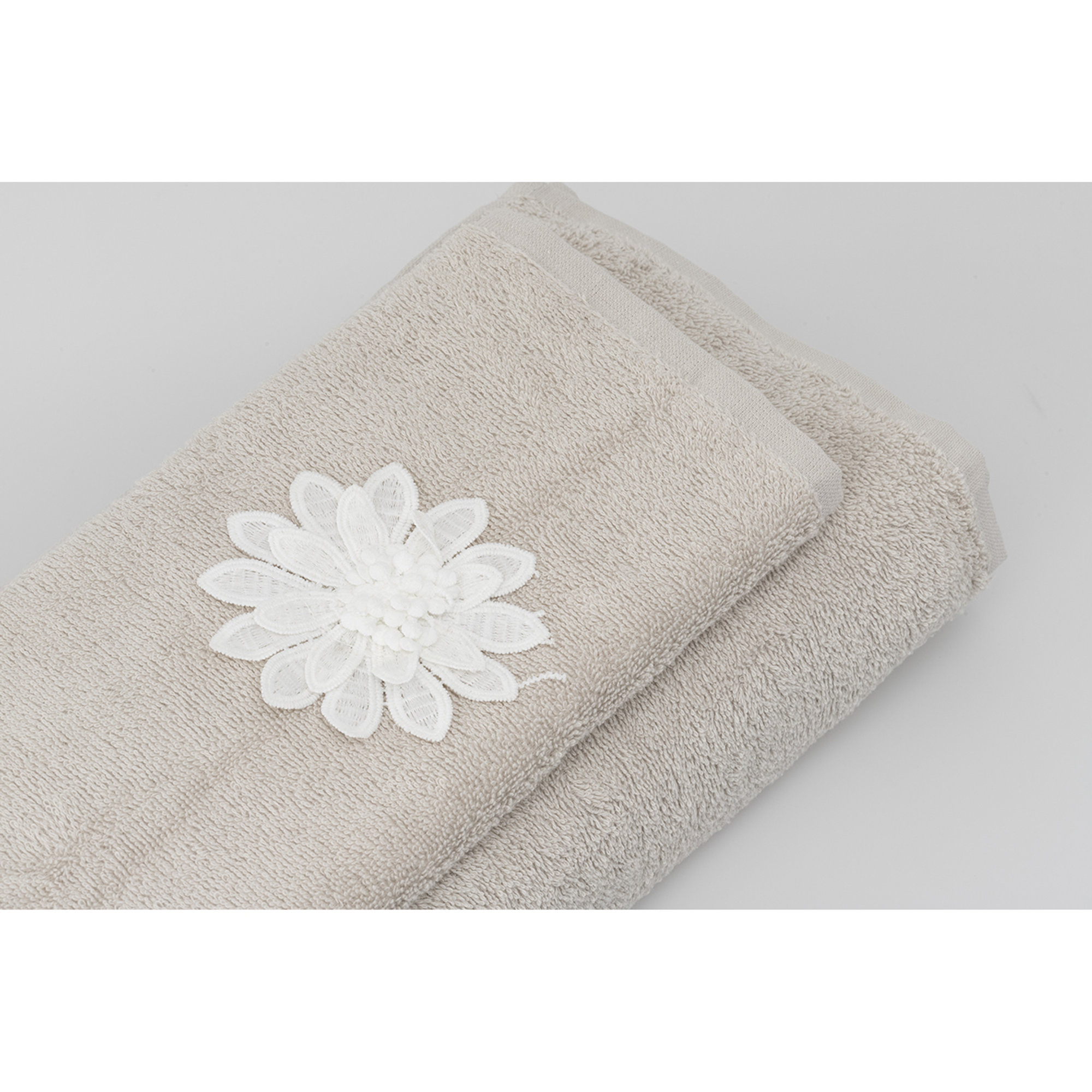 Coppia asciugamano + ospite Camelia, grigio Arte Tessile vista1