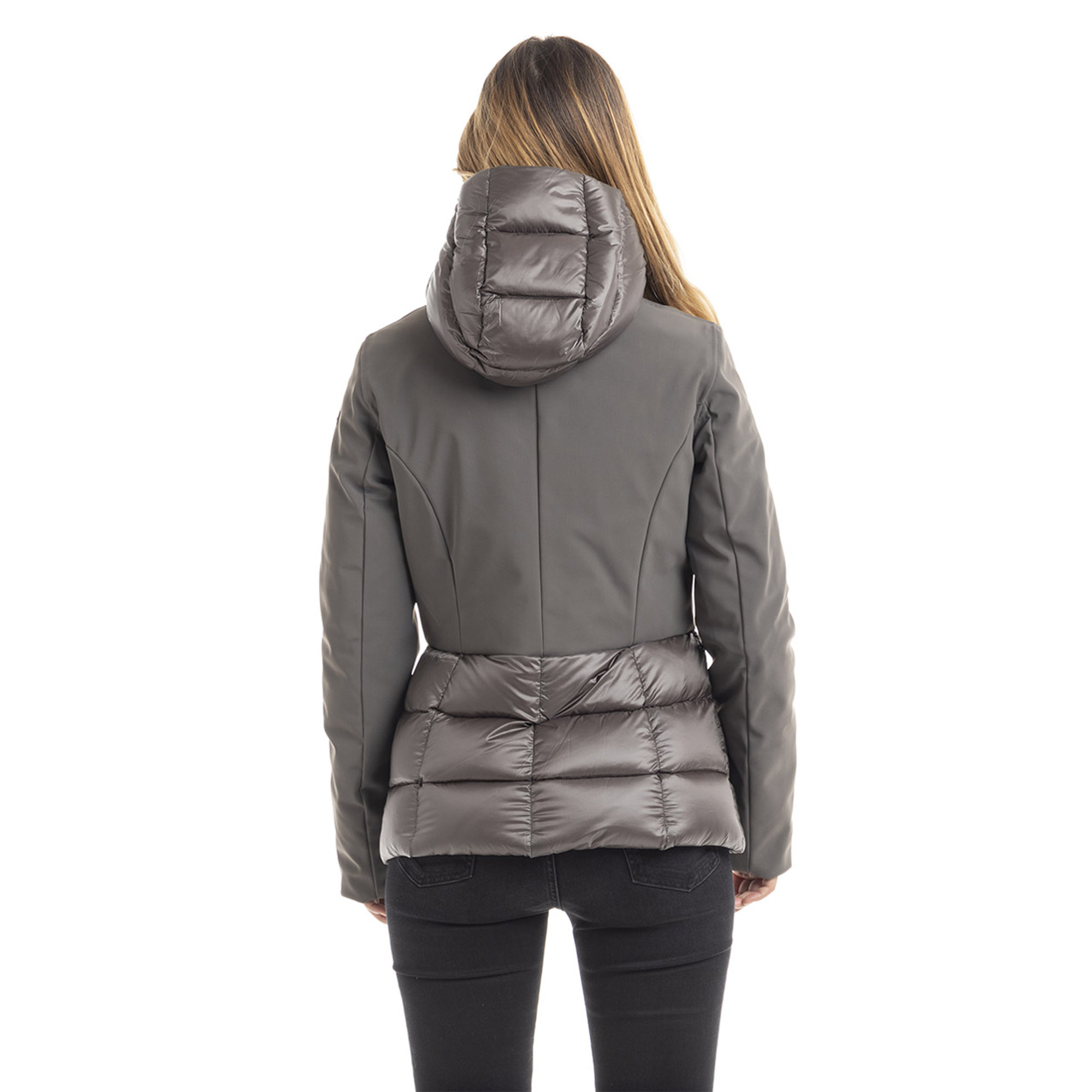 Giubbotto con cappuccio fisso in doppio materiale grigio RRD  vista2
