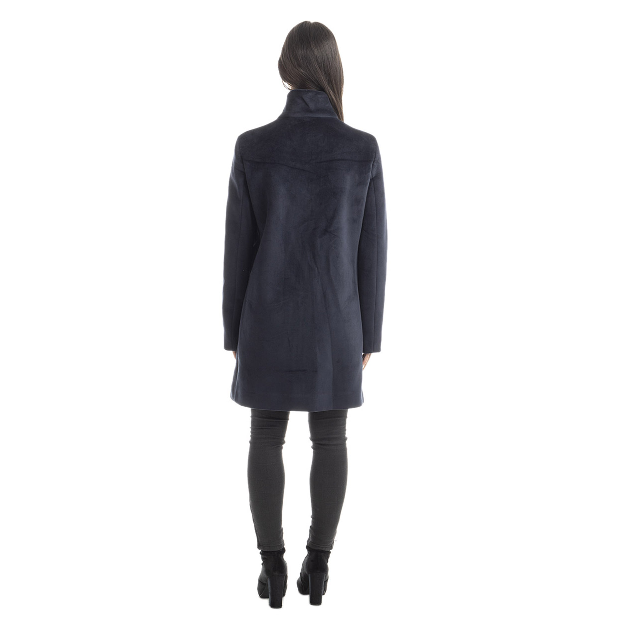 Cappotto in jersey di velluto blu scuro RRD  vista1
