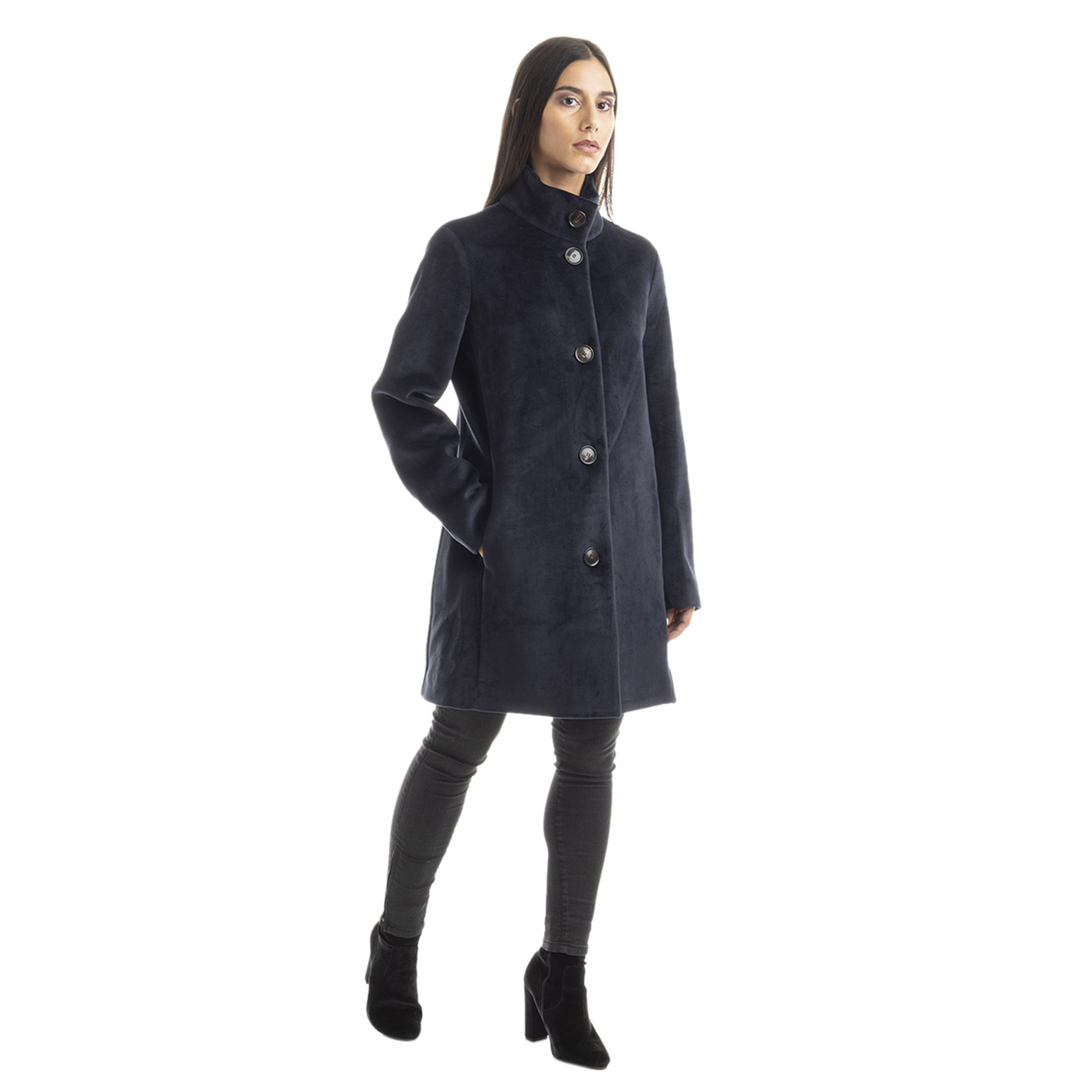 Cappotto in jersey di velluto blu scuro RRD  vista2