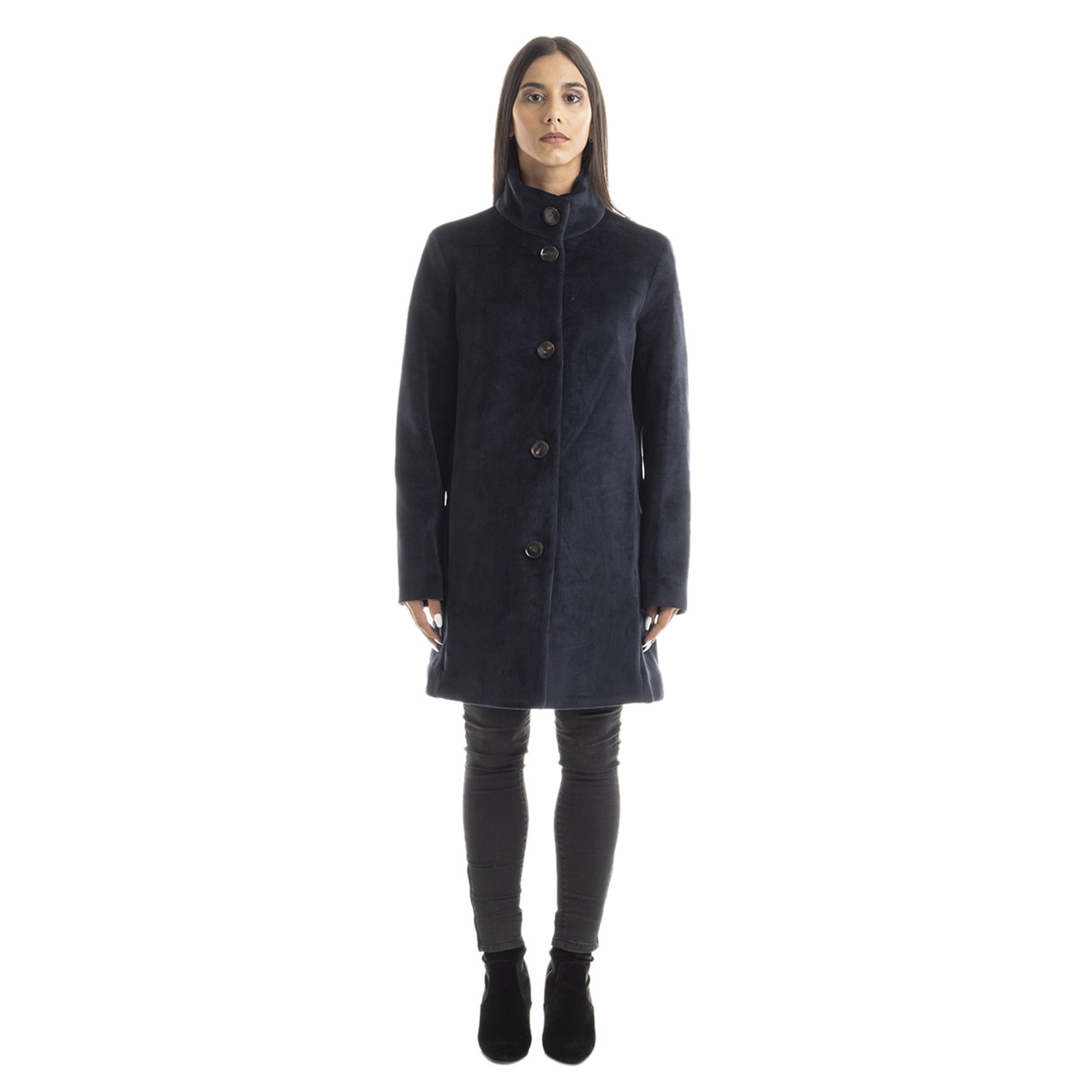 Cappotto in jersey di velluto blu scuro RRD  vista0
