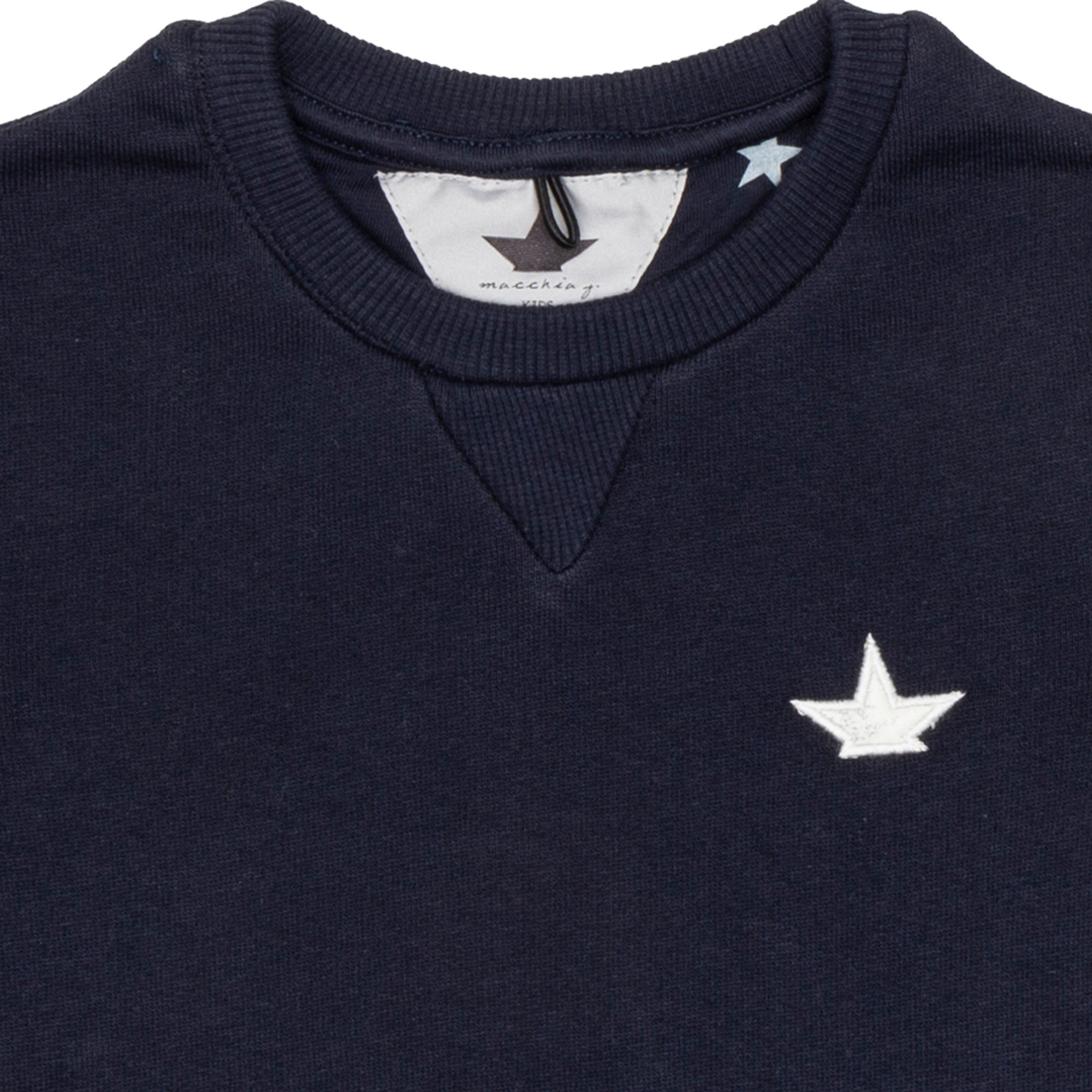 Felpa grigia blu con stella logo bianco Macchia J vista2