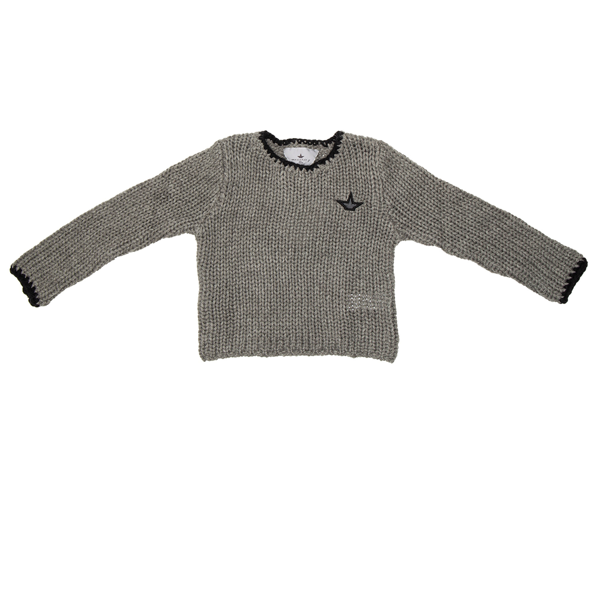 Maglione fatto a mano, grigio scuro con bordi neri Macchia J vista0
