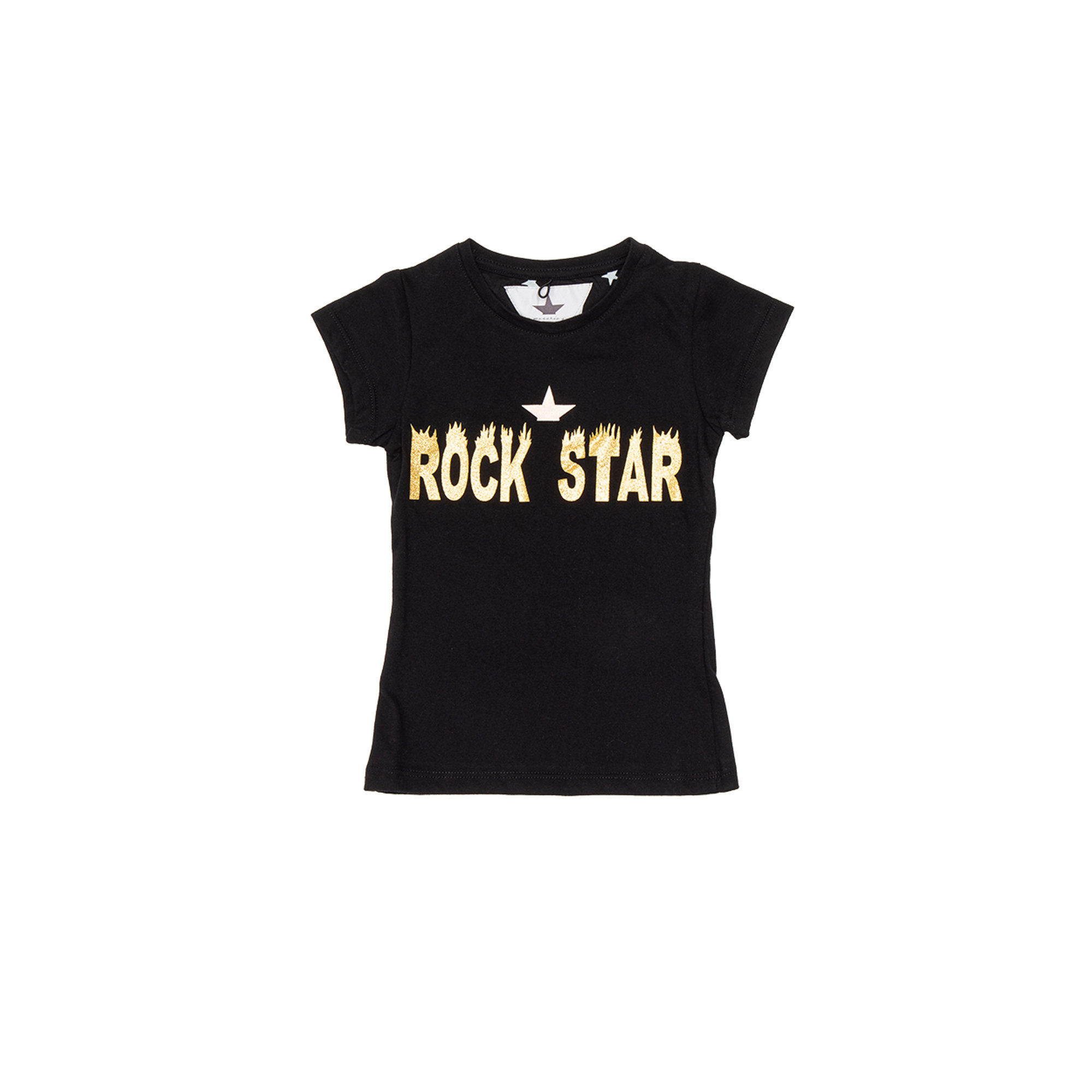 T-shirt nera a maniche corte "ROCK STAR" Macchia J vista0