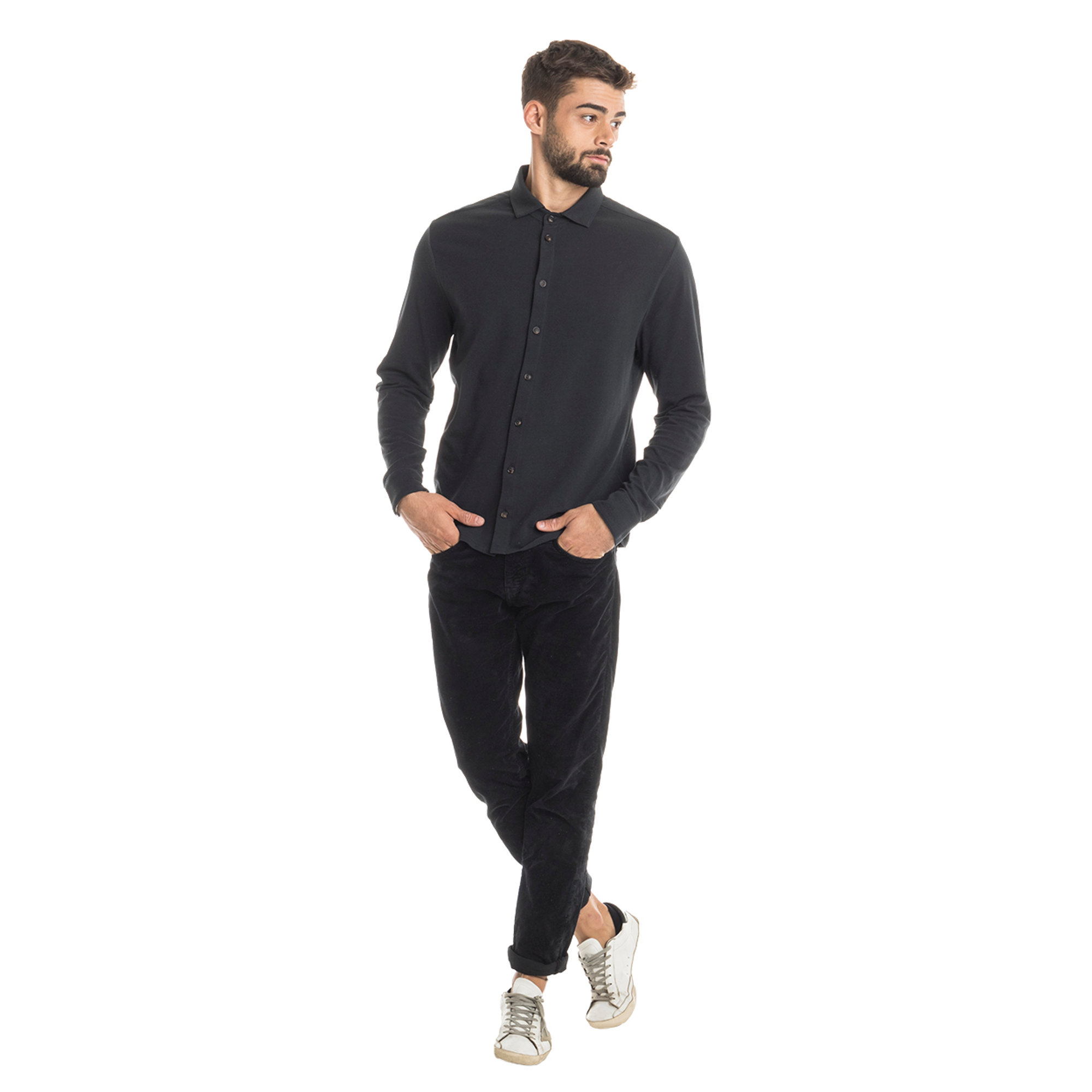 Camicia in cotone piquet antracite RRD  vista1