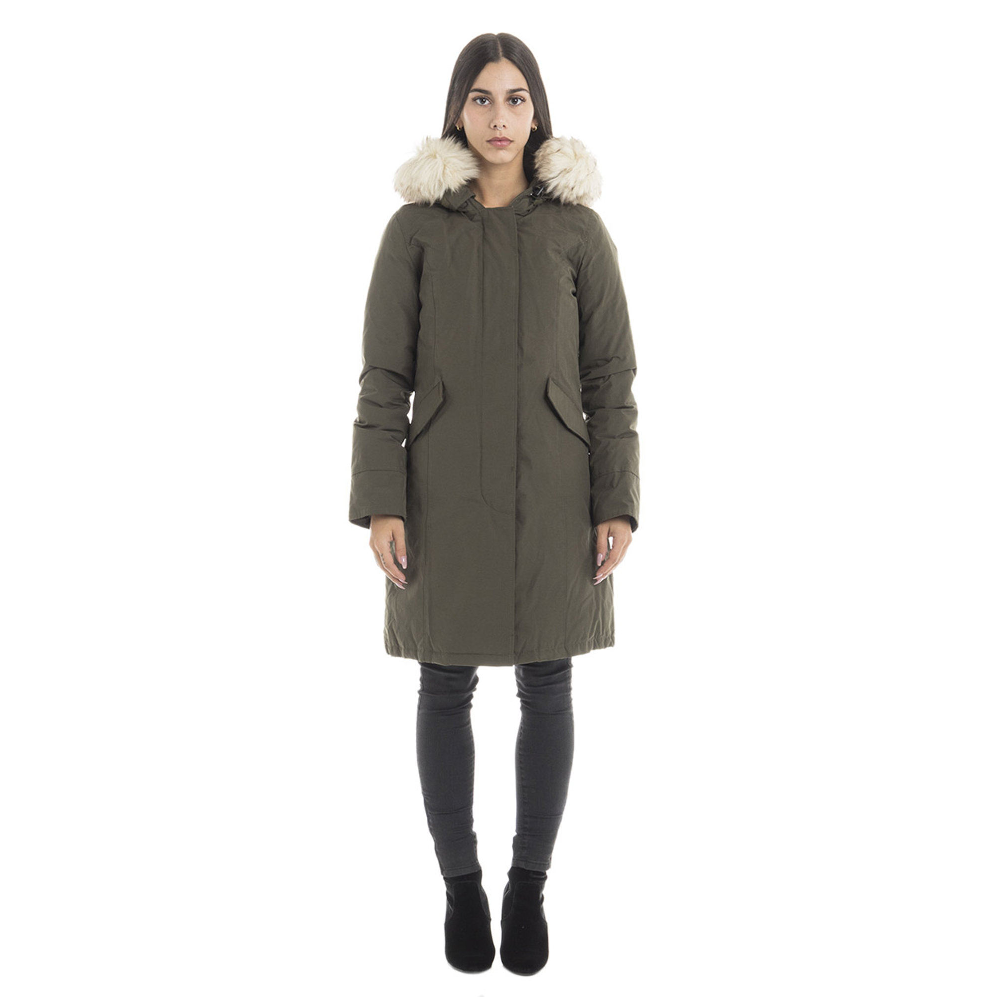 Parka con cappuccio verde militare Canadian vista1