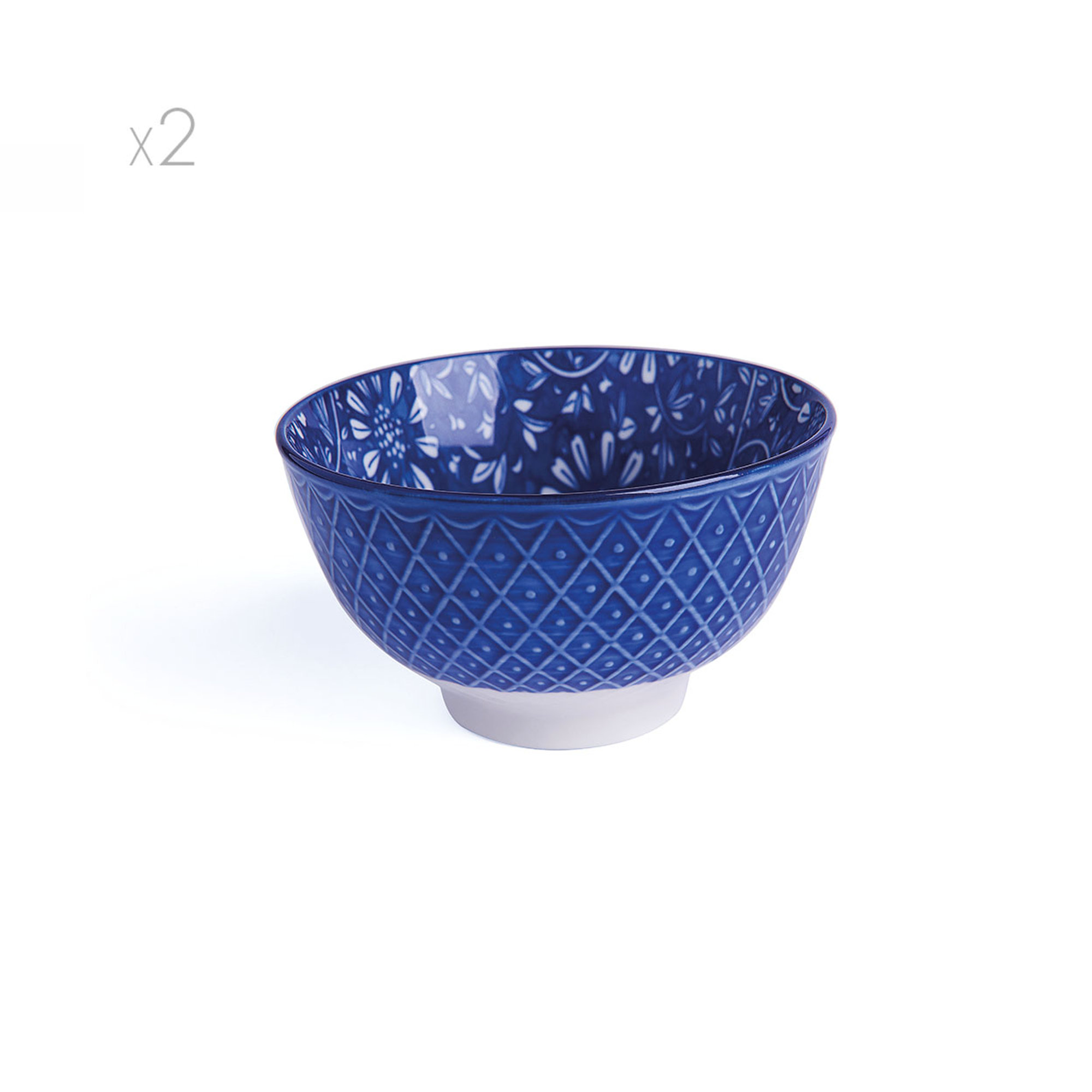 Set 2 bolo Oriented cm 10,5, fiori blu Tavola delle feste vista0