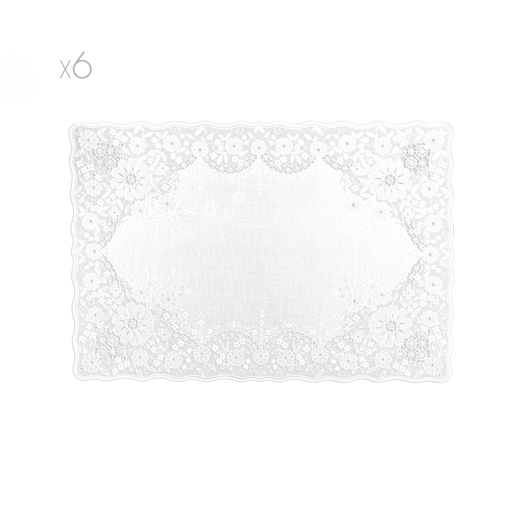 Set 6 tovagliette Pizzo Venezia, bianco Tavola delle feste vista0