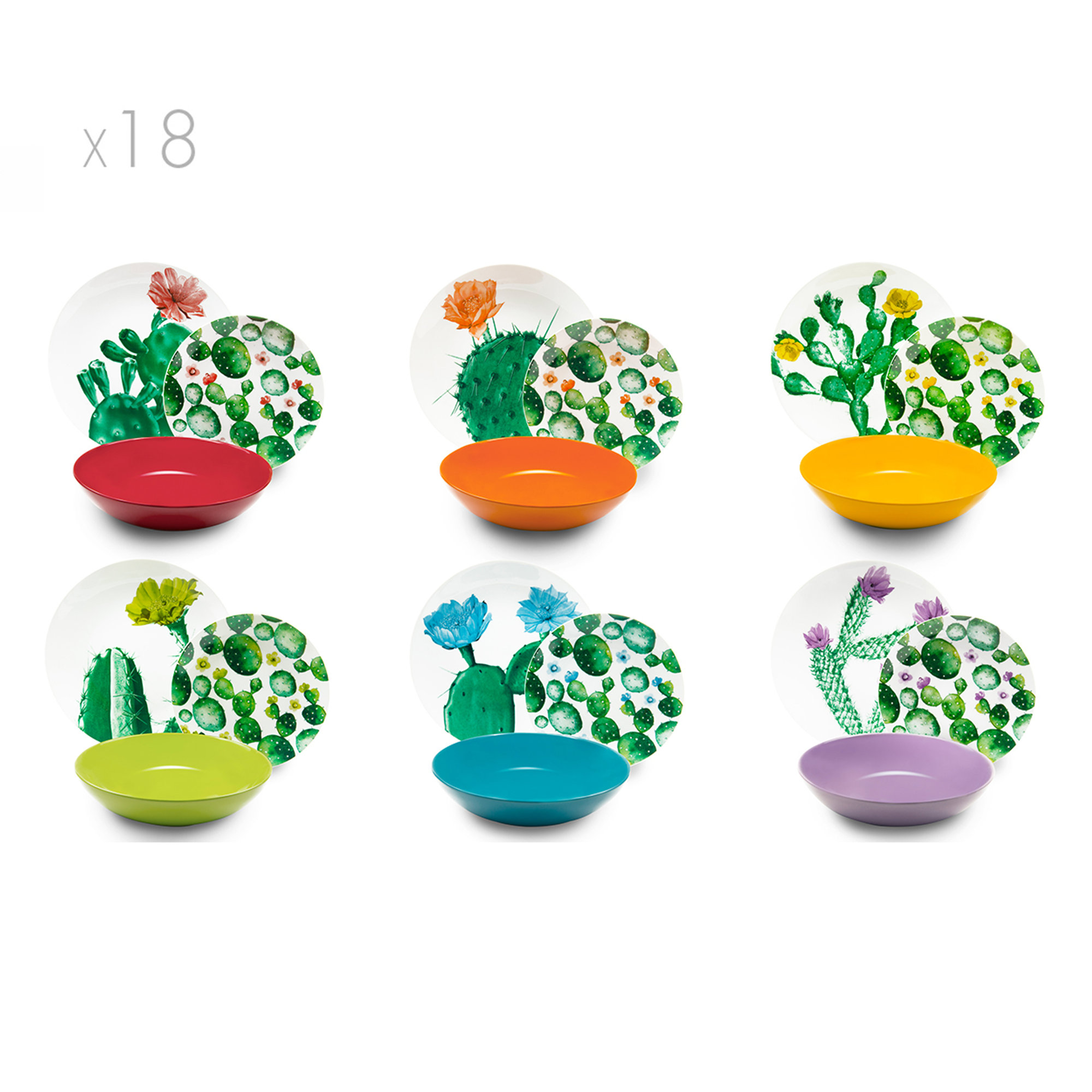 Servizio piatti 18 pz. Color Cactus, assortiti Tavola delle feste vista0