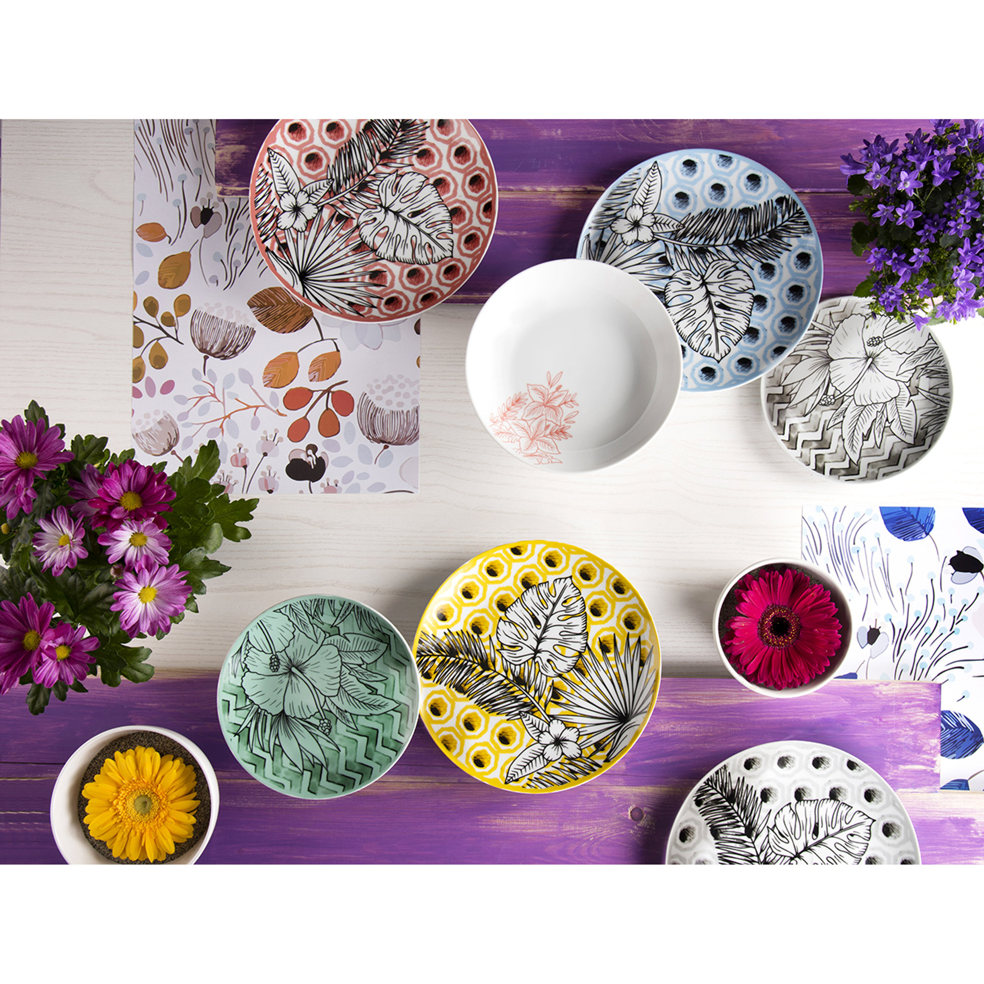 Servizio piatti 18 pz. Flower Power, assortiti Tavola delle feste vista7