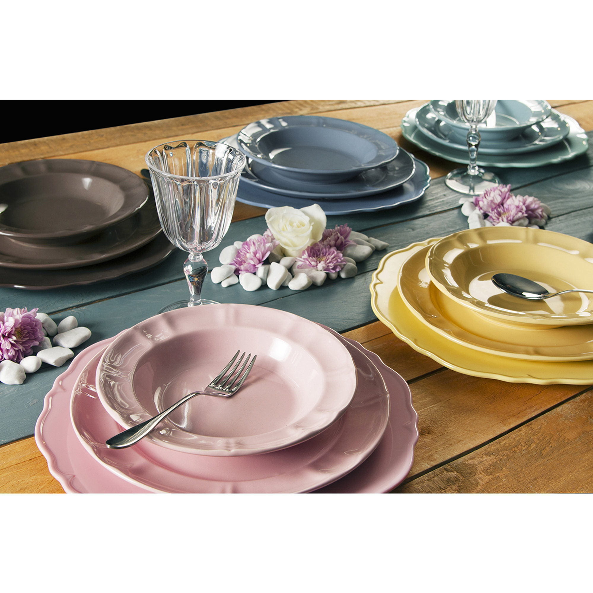 Servizio piatti 18 pz. Country Chic, pastello Tavola delle feste vista2